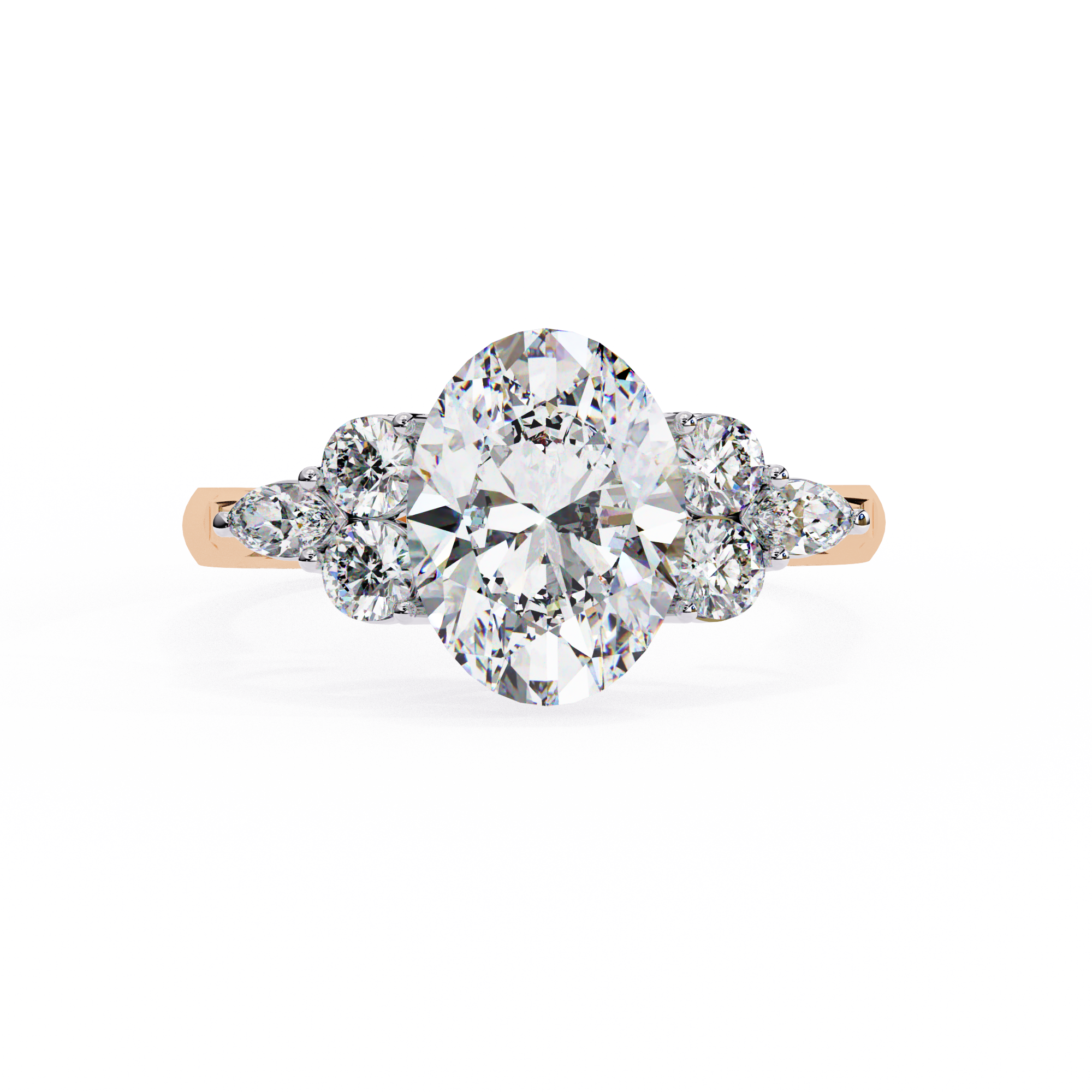 2.50 Carat Oval Lab Grown Diamond Seven Stone Engagement Ring