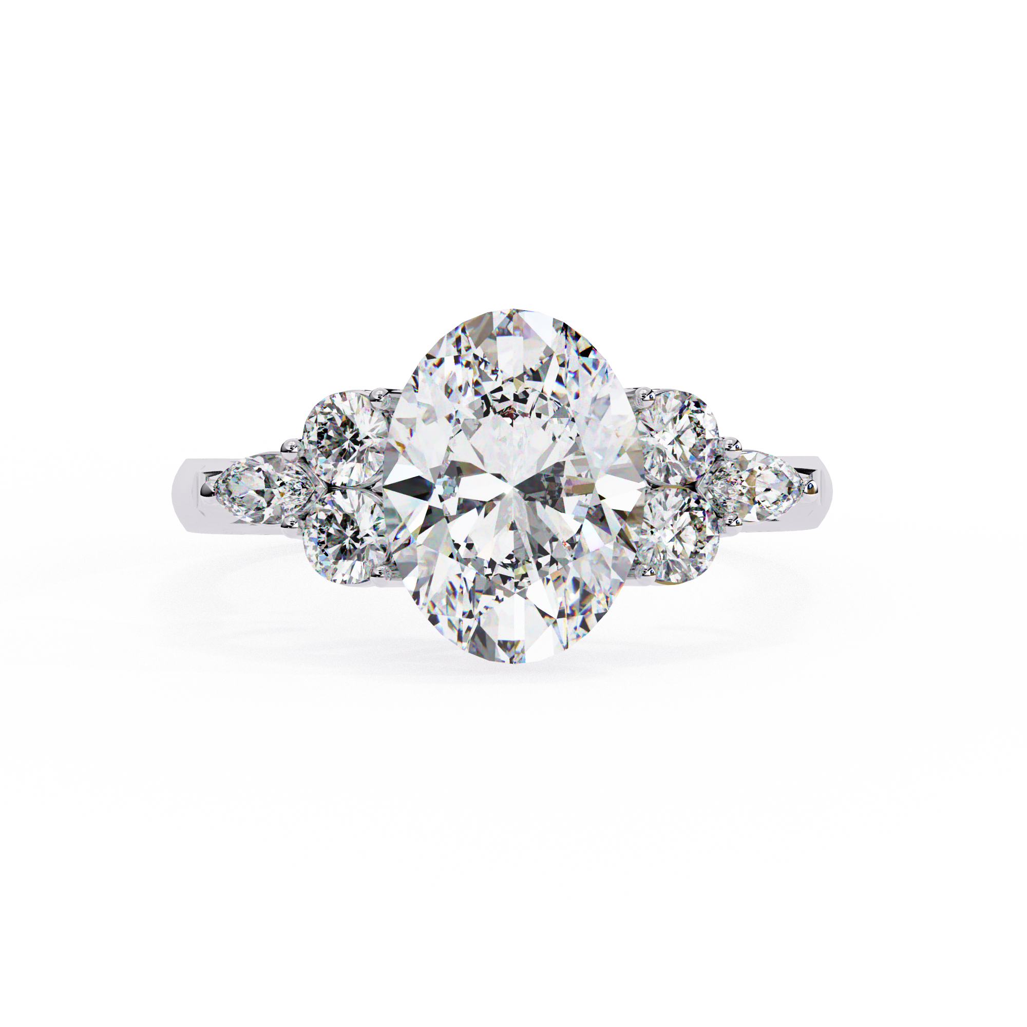 2.50 Carat Oval Lab Grown Diamond Seven Stone Engagement Ring