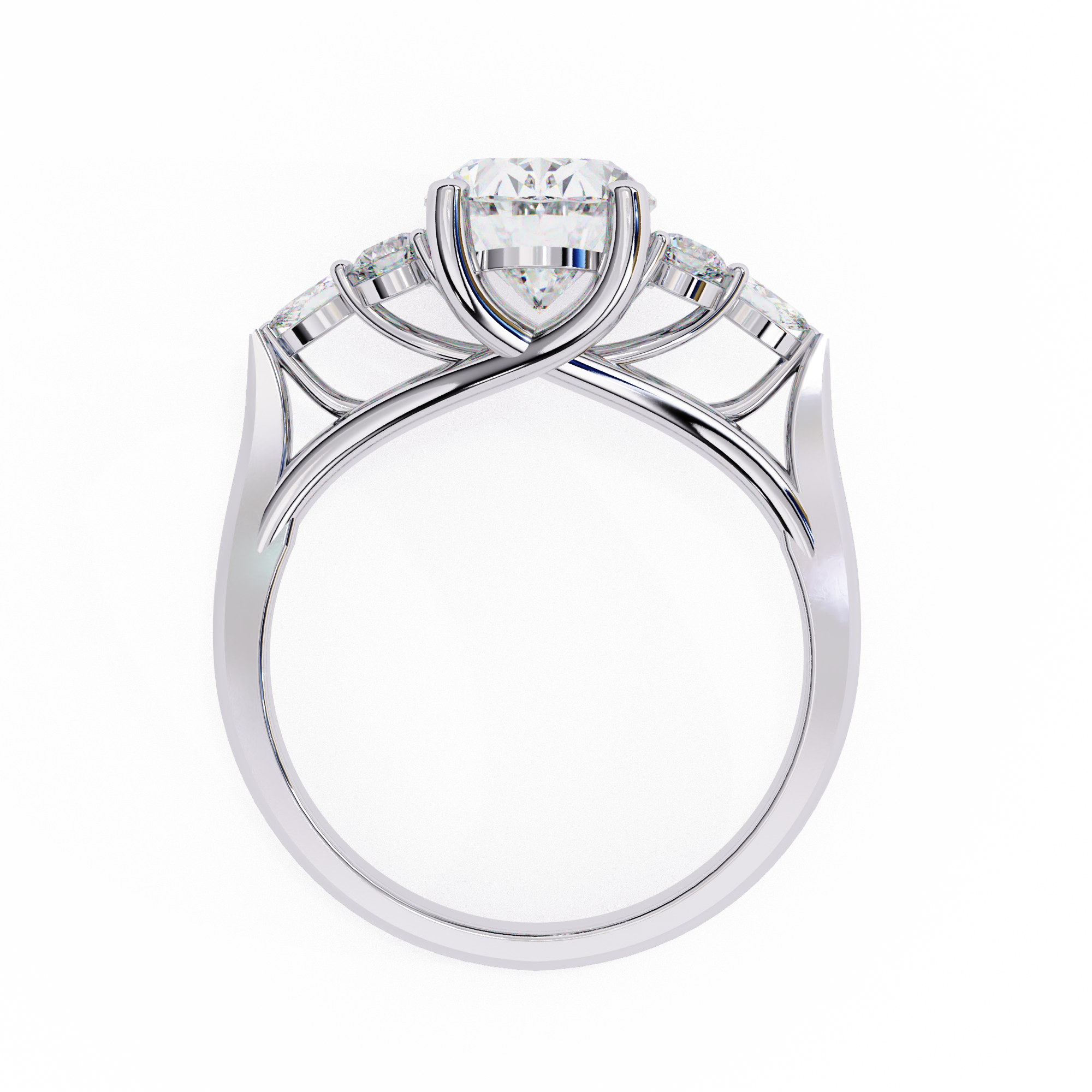 2.50 Carat Oval Lab Grown Diamond Seven Stone Engagement Ring