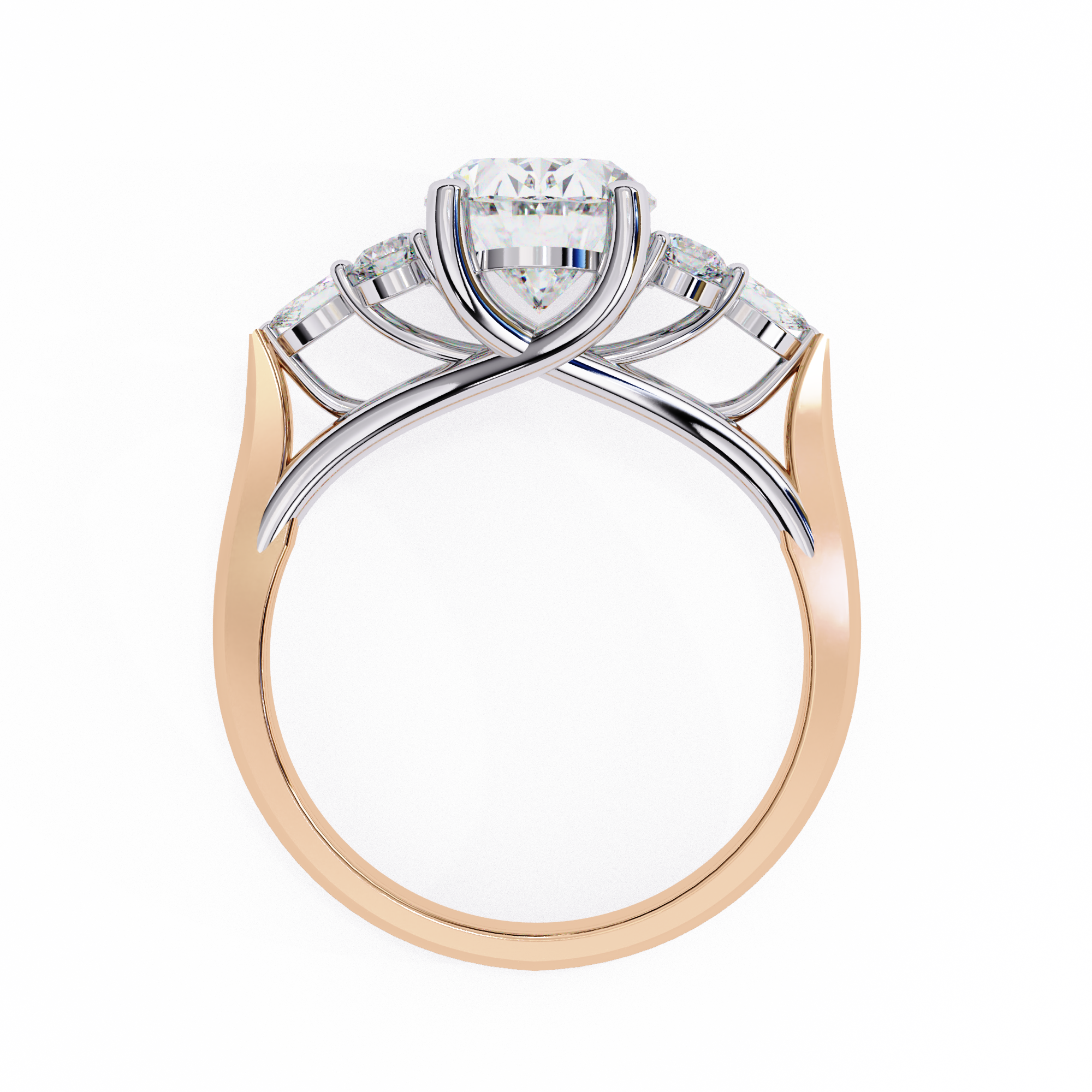 2.50 Carat Oval Lab Grown Diamond Seven Stone Engagement Ring