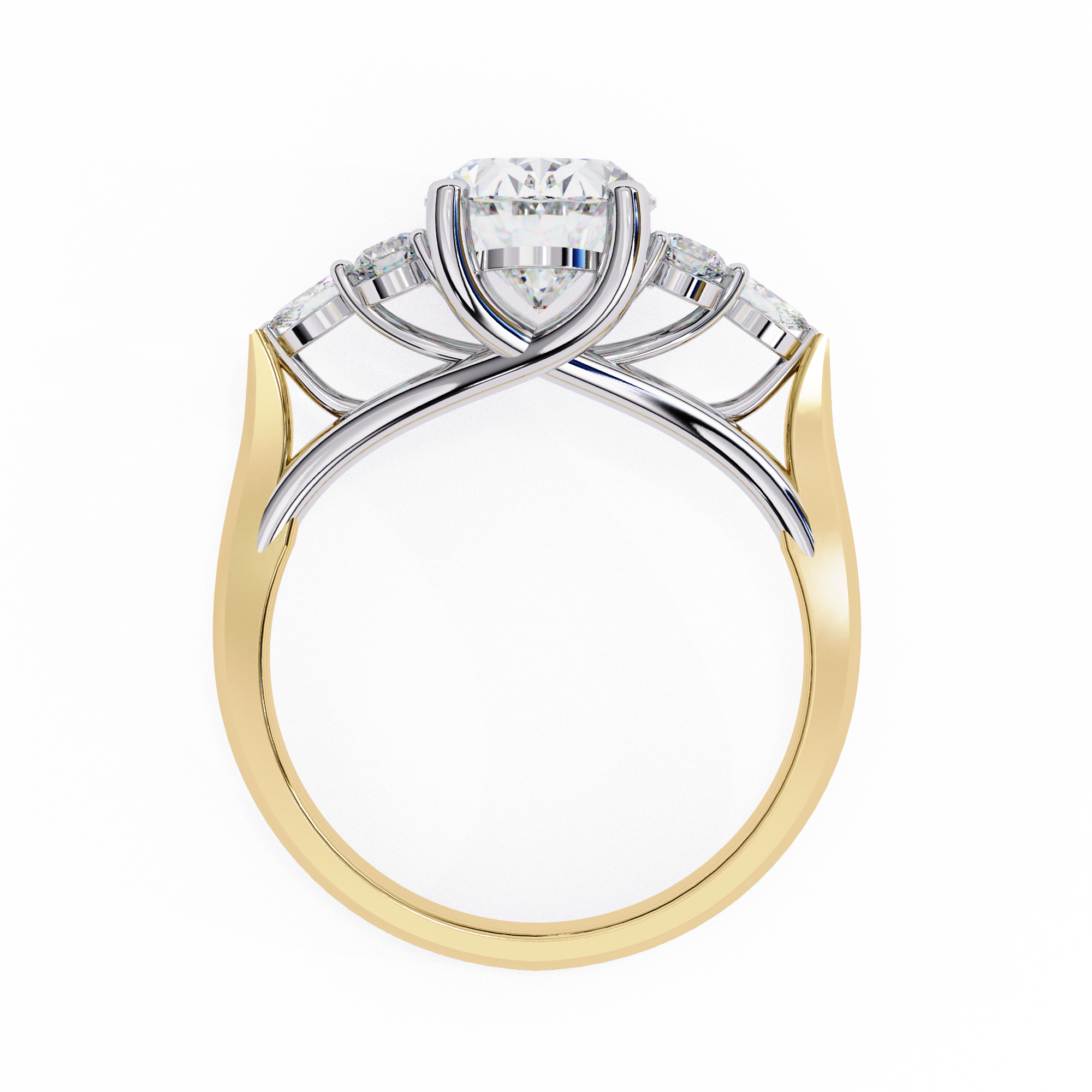 2.50 Carat Oval Lab Grown Diamond Seven Stone Engagement Ring