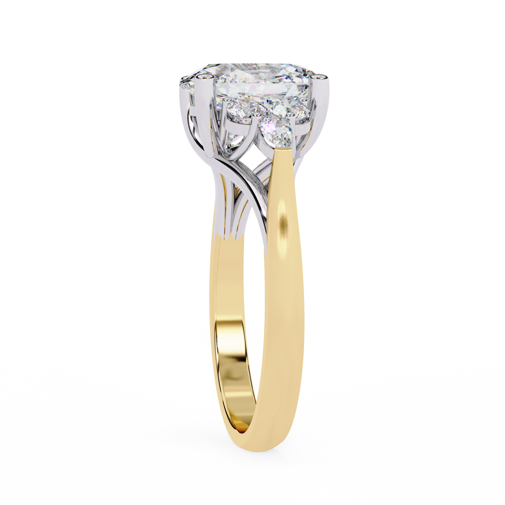 2.50 Carat Oval Lab Grown Diamond Seven Stone Engagement Ring
