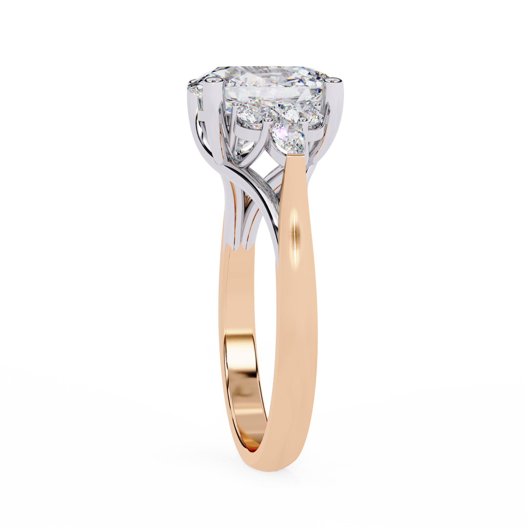 2.50 Carat Oval Lab Grown Diamond Seven Stone Engagement Ring