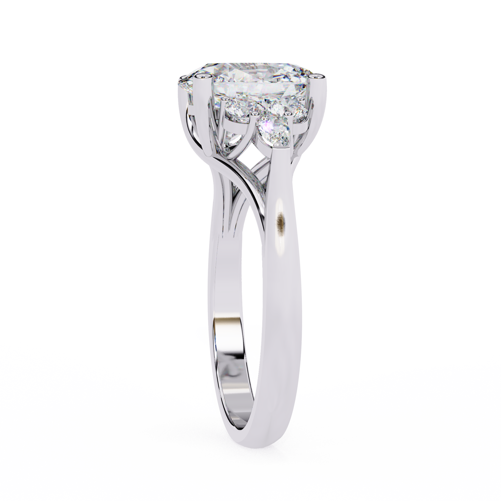 2.50 Carat Oval Lab Grown Diamond Seven Stone Engagement Ring