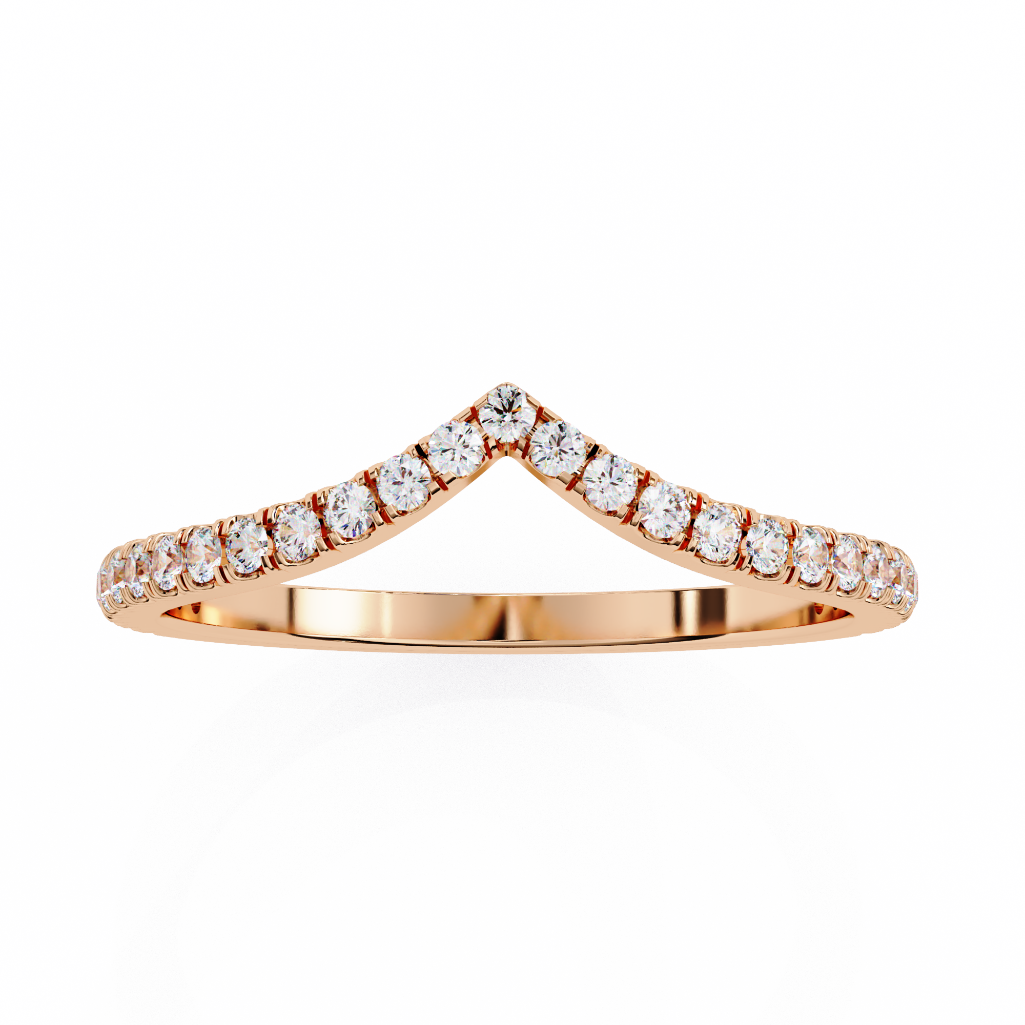 Solitairekart 0.24t Natural Diamond V-Shaped Elegance Band -HI Color, VS-SI Clarity