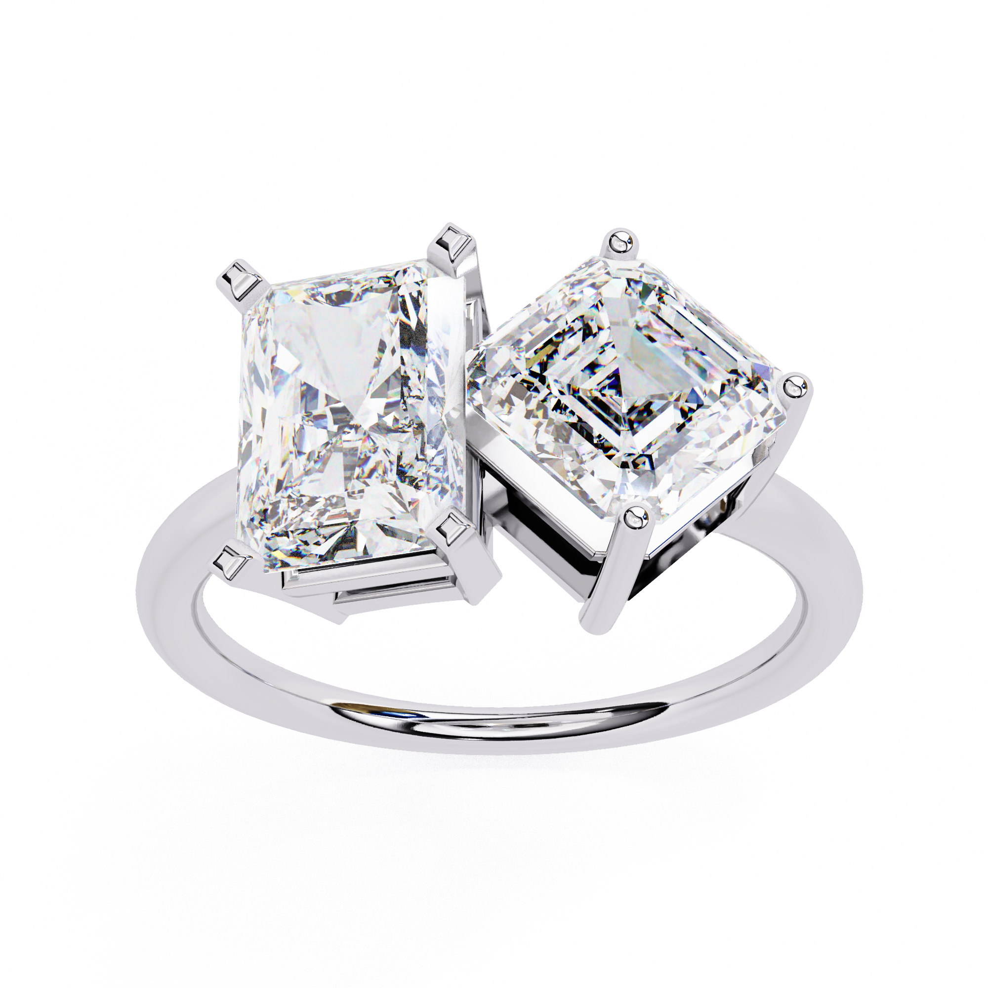 Luxury 4.18 Carat Radiant & Asscher Lab Grown Diamond Engagement Ring
