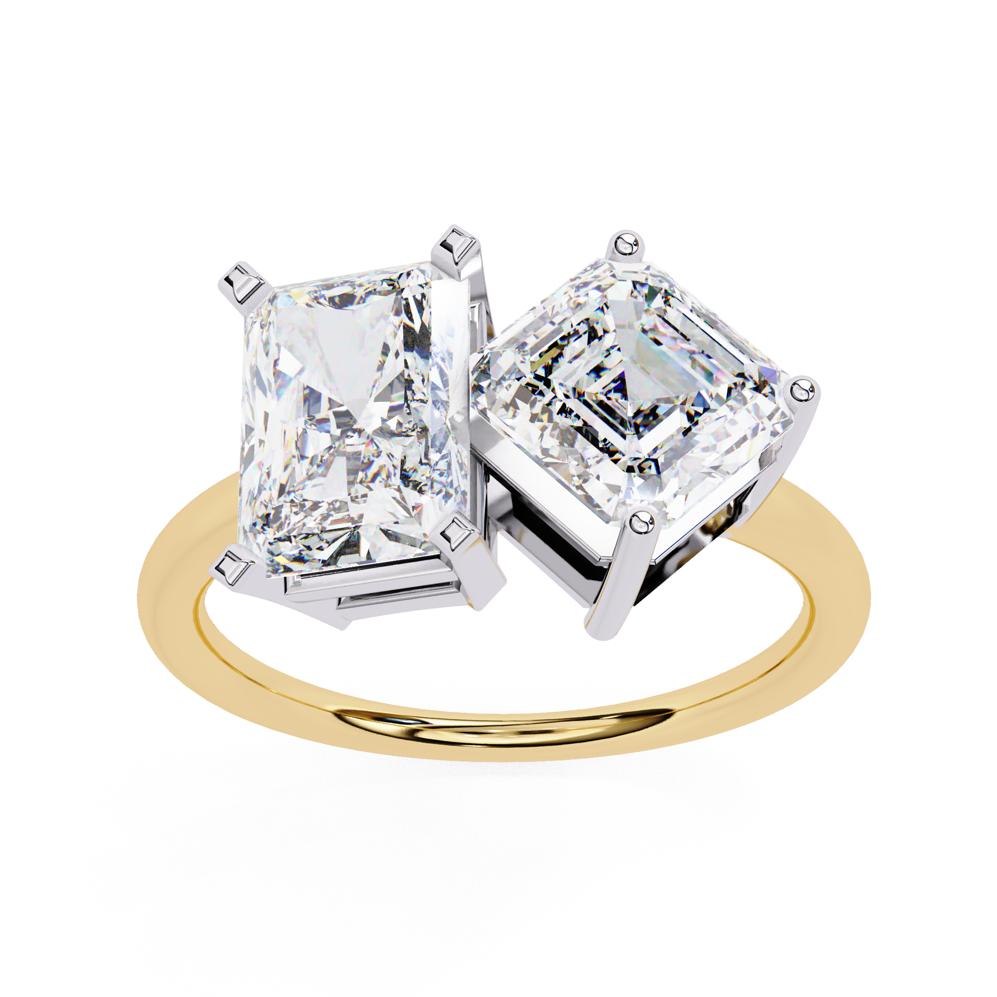Luxury 4.18 Carat Radiant & Asscher Lab Grown Diamond Engagement Ring