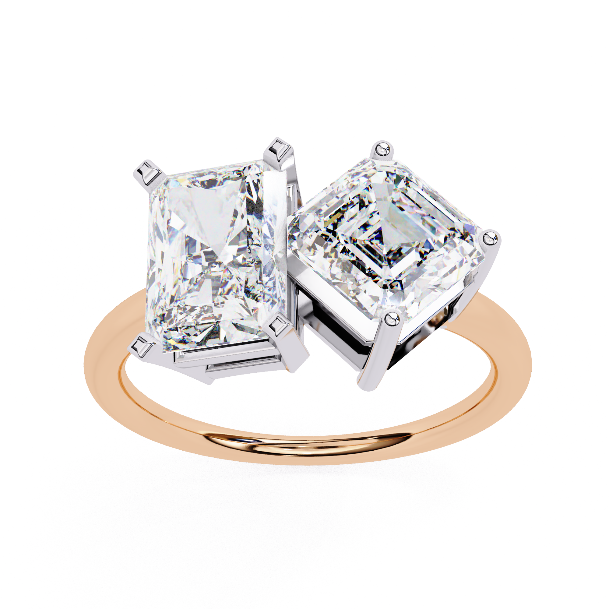 Luxury 4.18 Carat Radiant & Asscher Lab Grown Diamond Engagement Ring