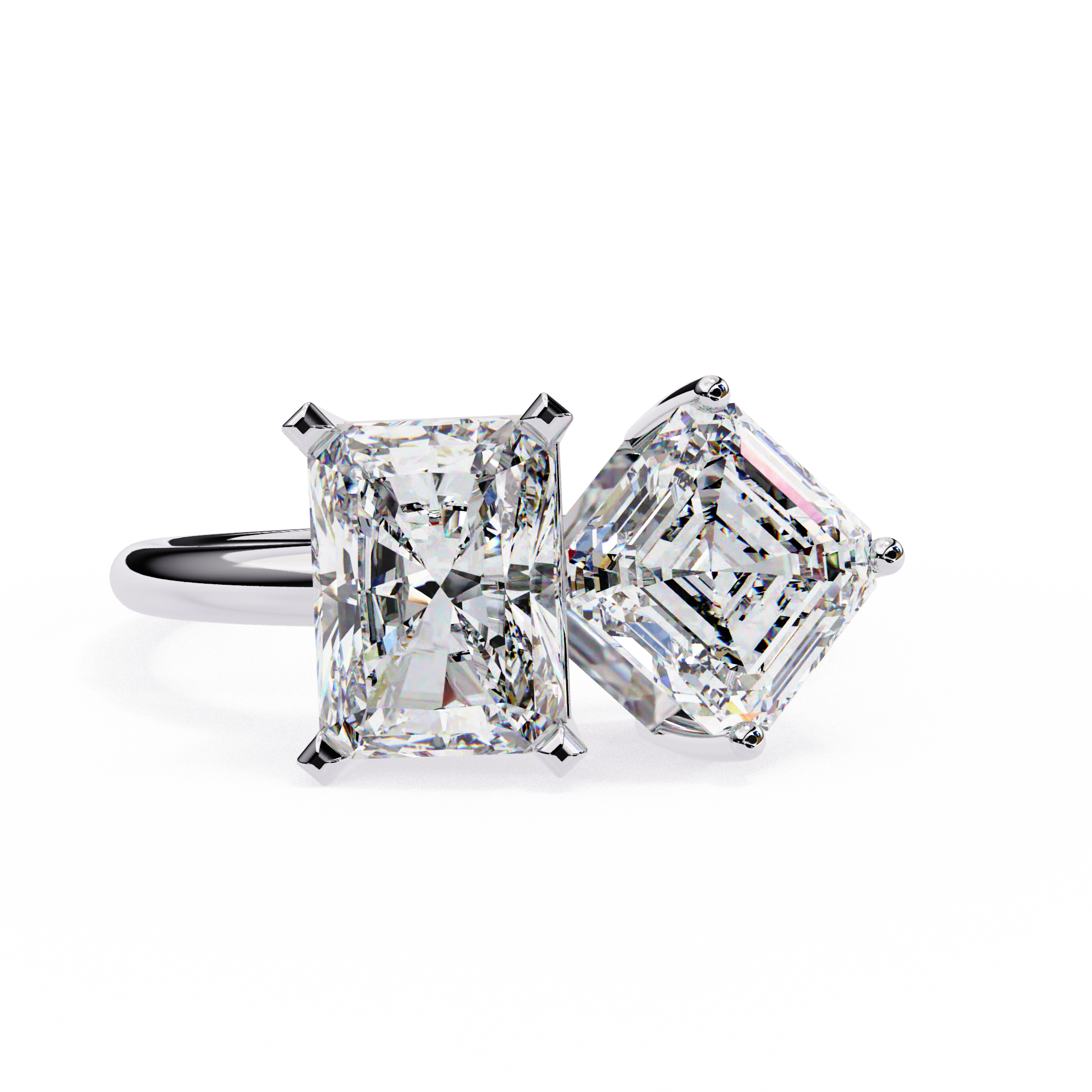 Luxury 4.18 Carat Radiant & Asscher Lab Grown Diamond Engagement Ring