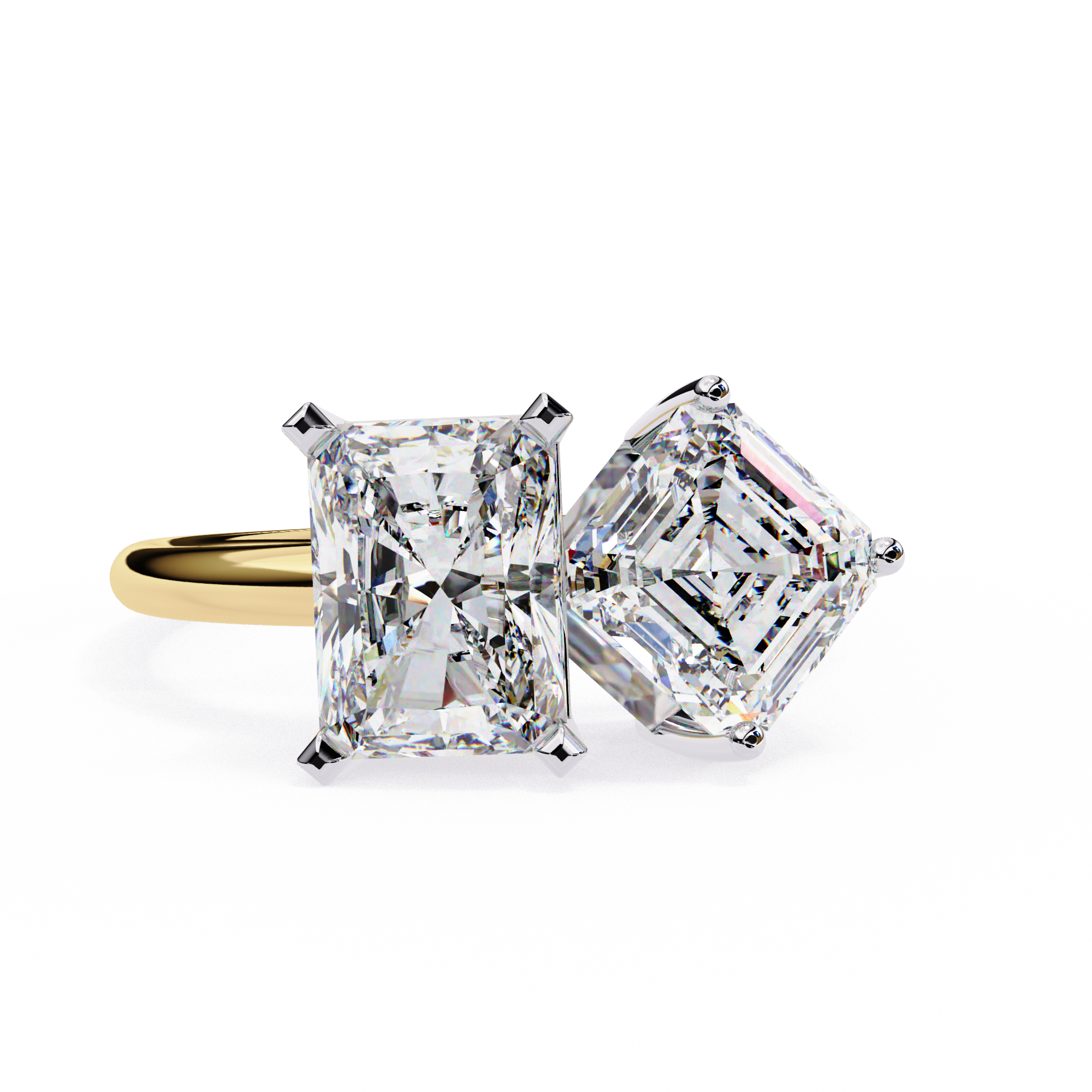 Luxury 4.18 Carat Radiant & Asscher Lab Grown Diamond Engagement Ring