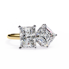 Luxury 4.18 Carat Radiant & Asscher Lab Grown Diamond Engagement Ring