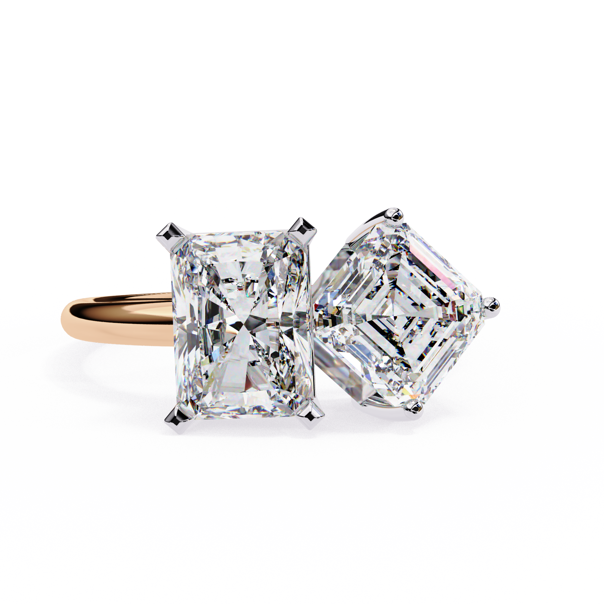 Luxury 4.18 Carat Radiant & Asscher Lab Grown Diamond Engagement Ring