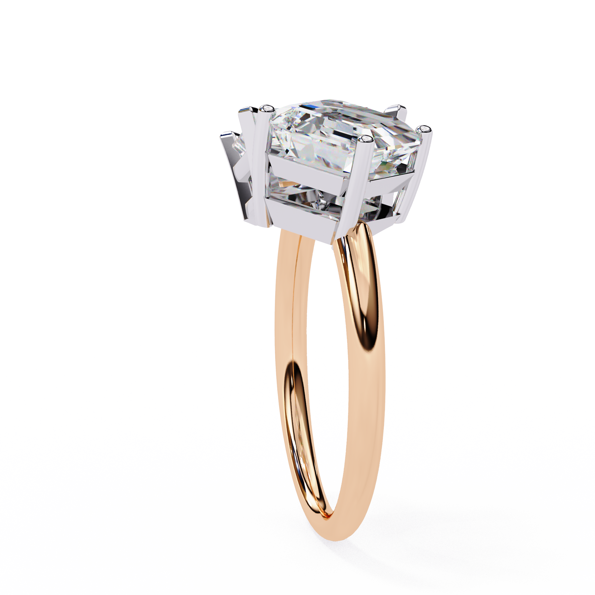 Luxury 4.18 Carat Radiant & Asscher Lab Grown Diamond Engagement Ring
