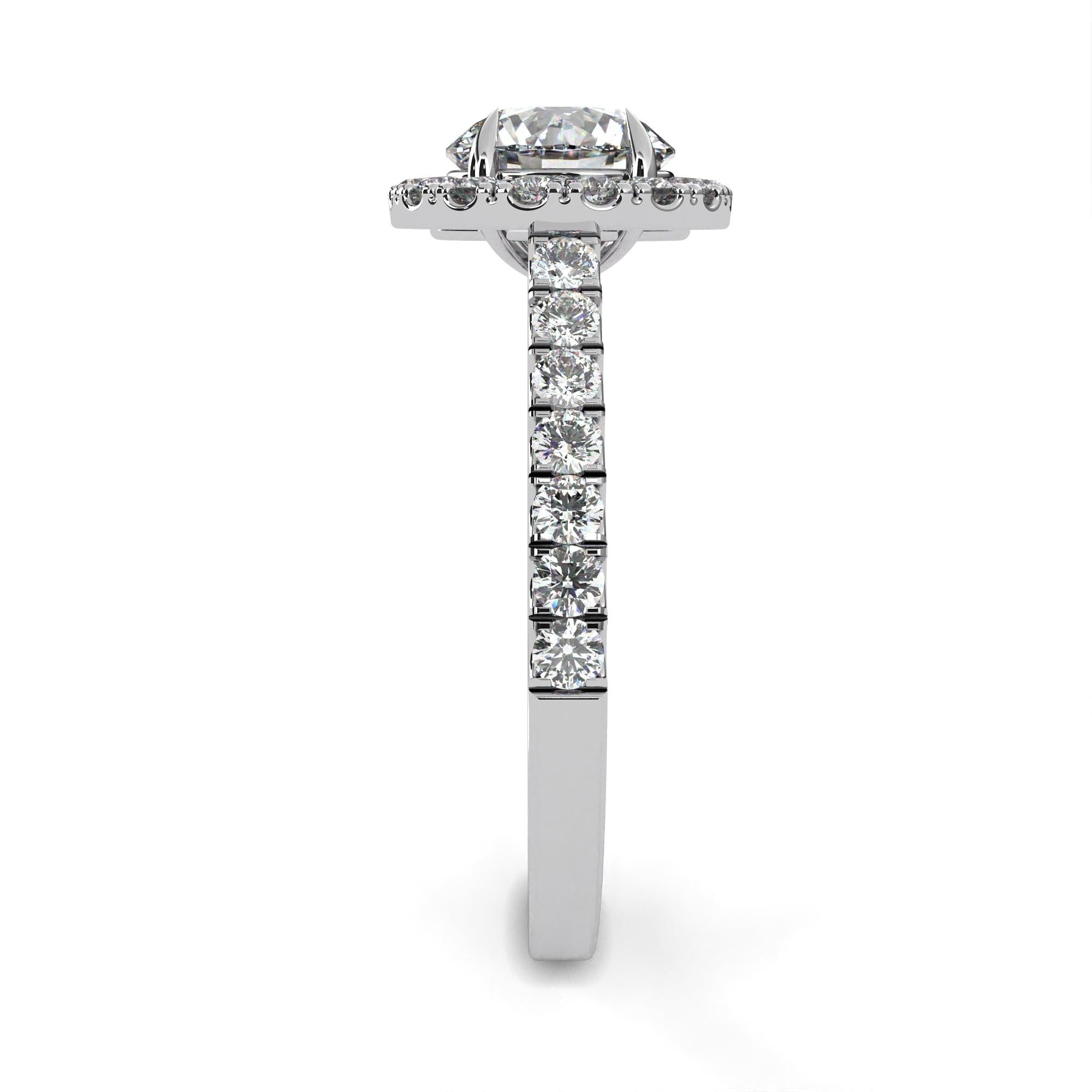 Elegant 1.71 Carat Round Lab Grown Diamond Halo Engagement Ring