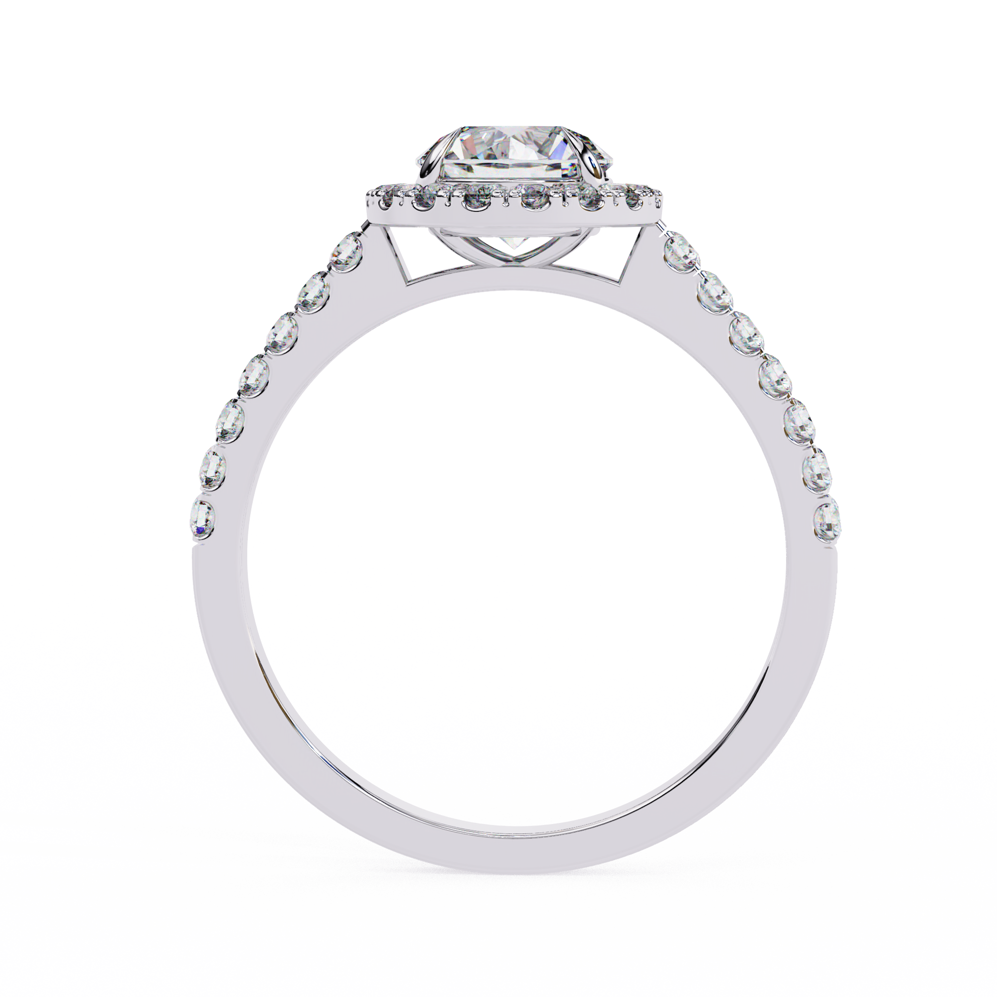 Elegant 1.71 Carat Round Lab Grown Diamond Halo Engagement Ring