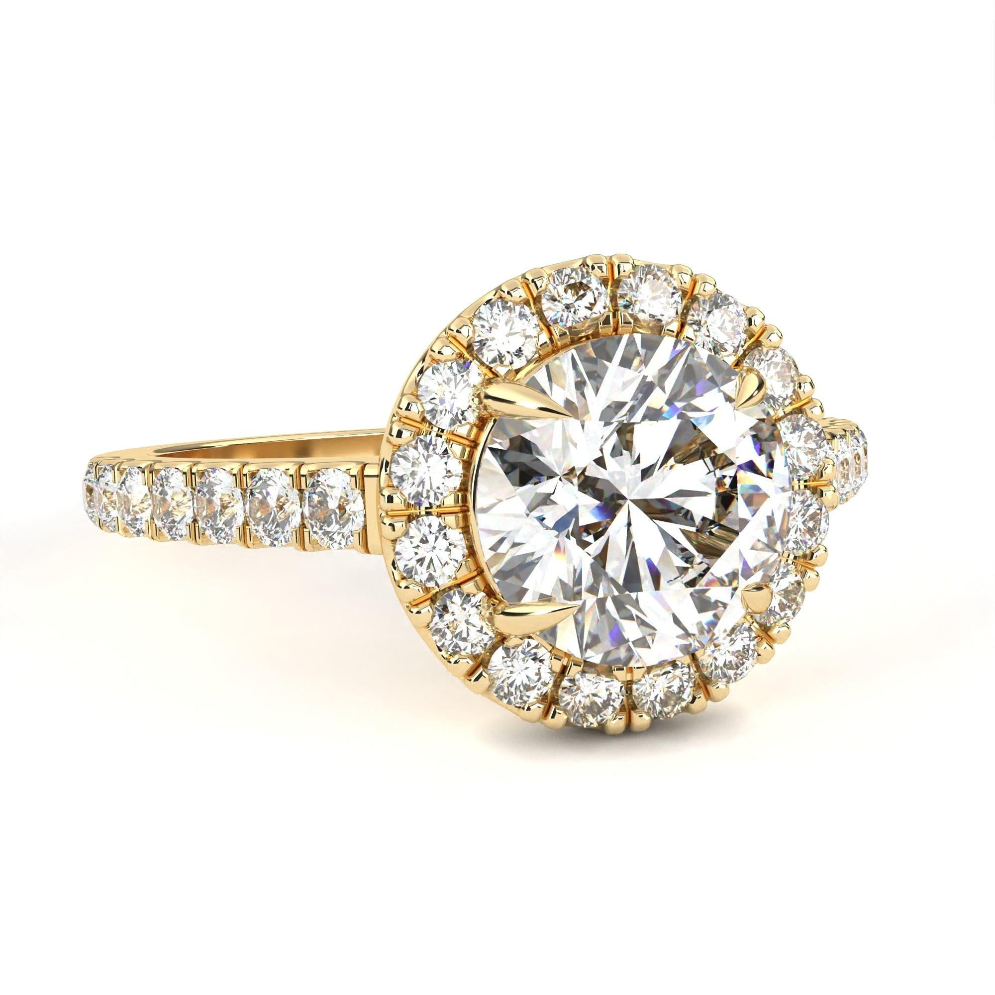 Elegant 1.71 Carat Round Lab Grown Diamond Halo Engagement Ring