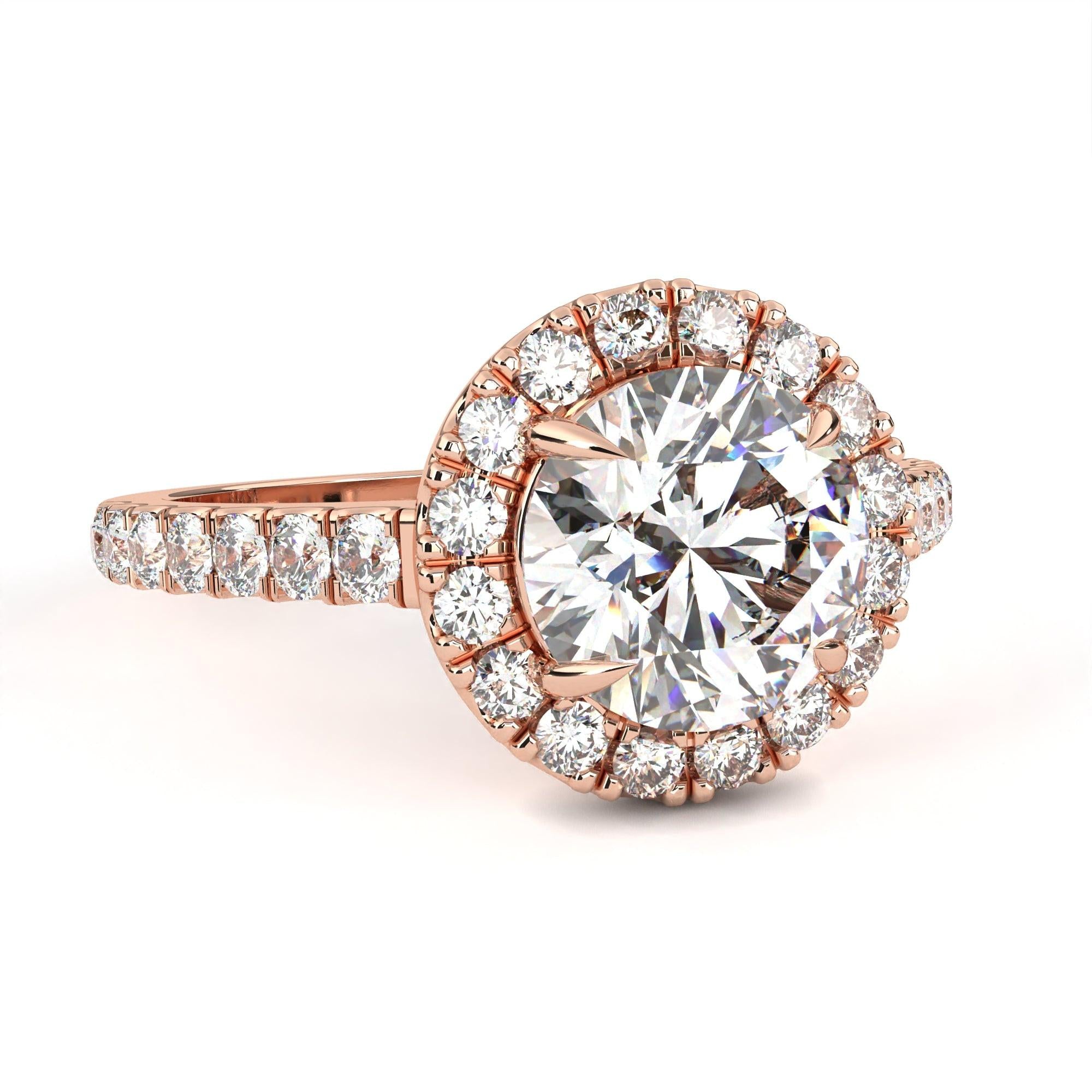 Elegant 1.71 Carat Round Lab Grown Diamond Halo Engagement Ring