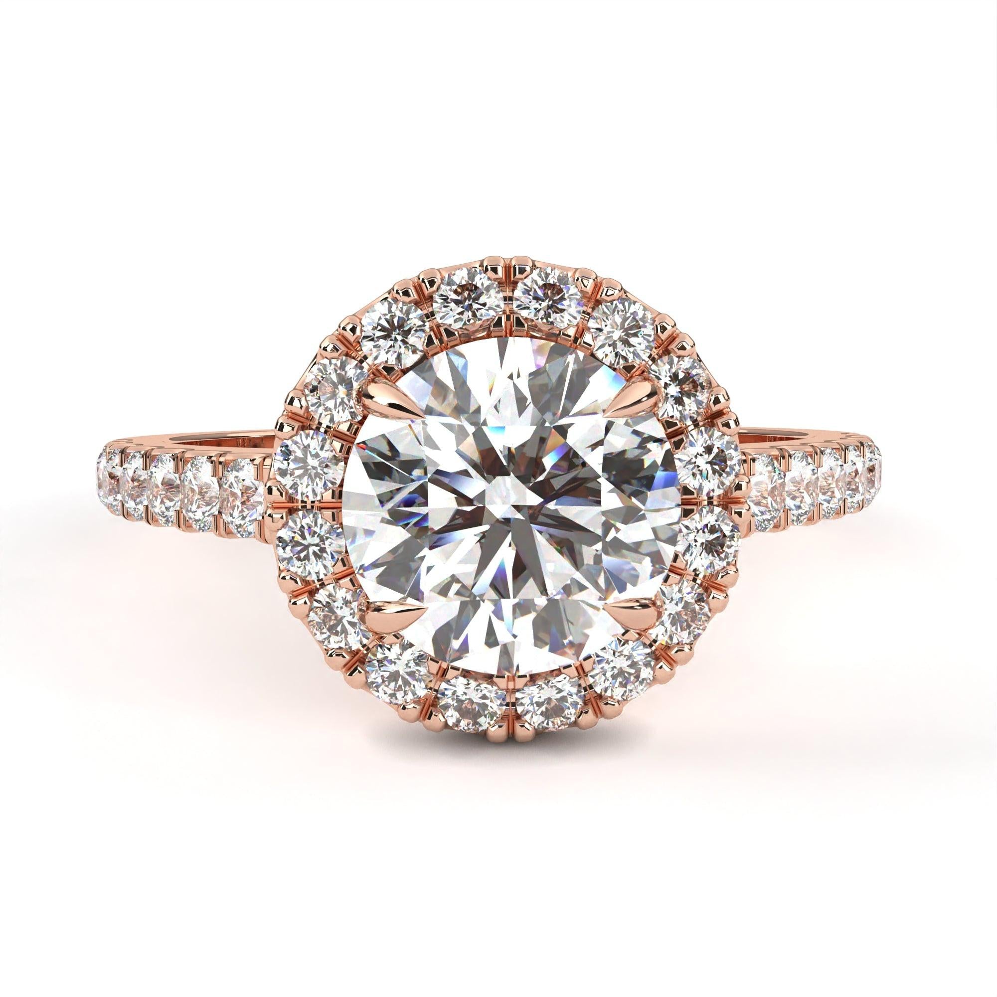 Elegant 1.71 Carat Round Lab Grown Diamond Halo Engagement Ring