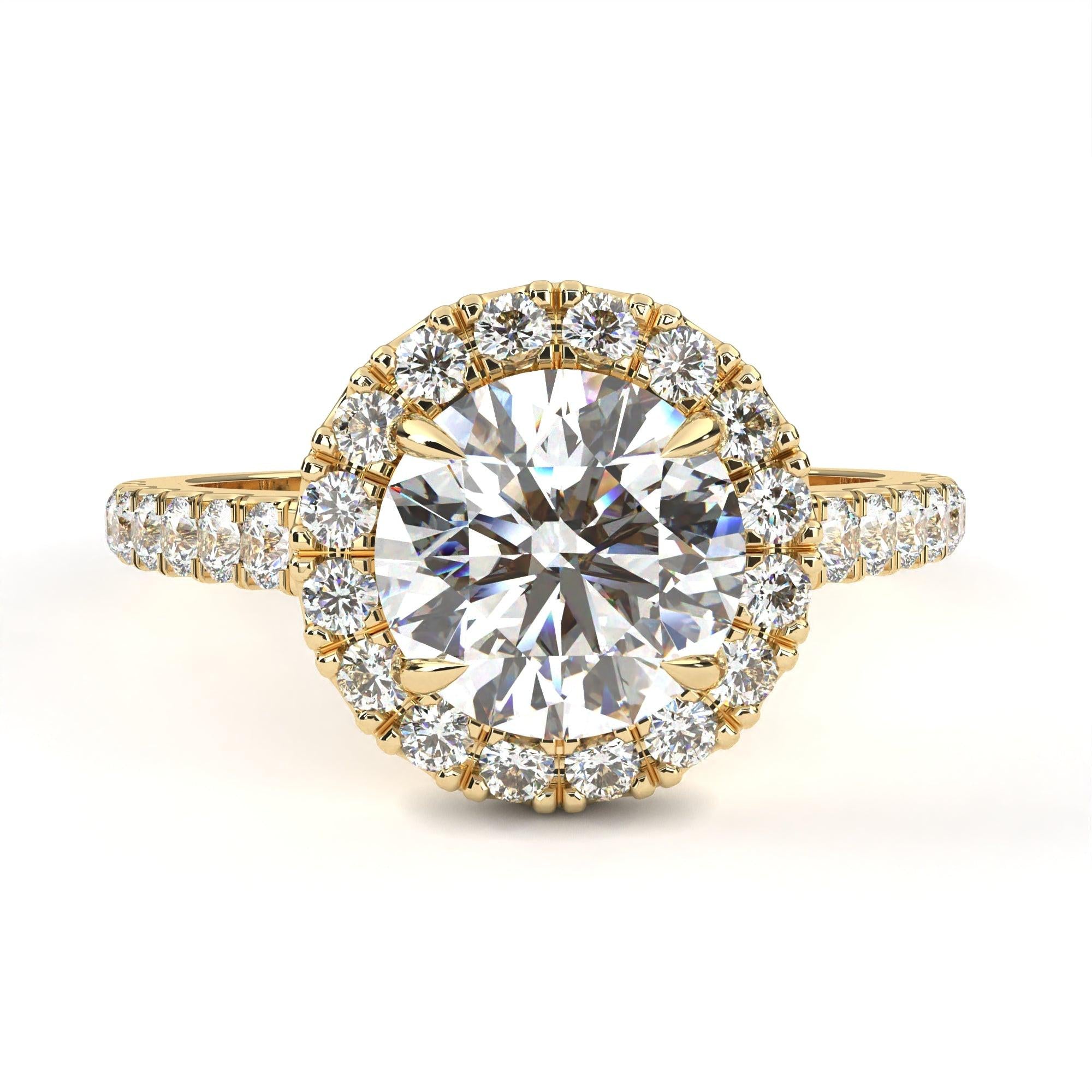Elegant 1.71 Carat Round Lab Grown Diamond Halo Engagement Ring