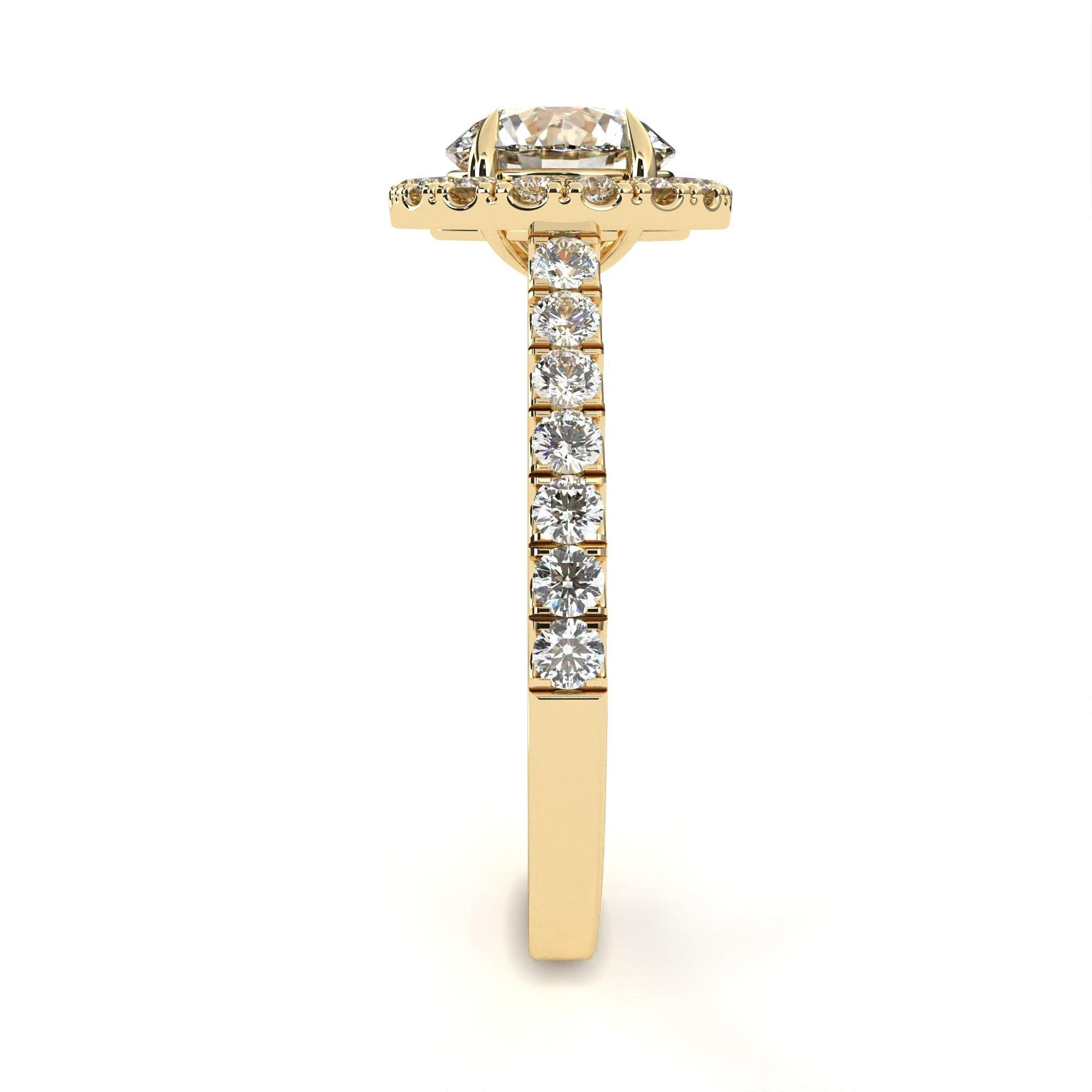 Elegant 1.71 Carat Round Lab Grown Diamond Halo Engagement Ring