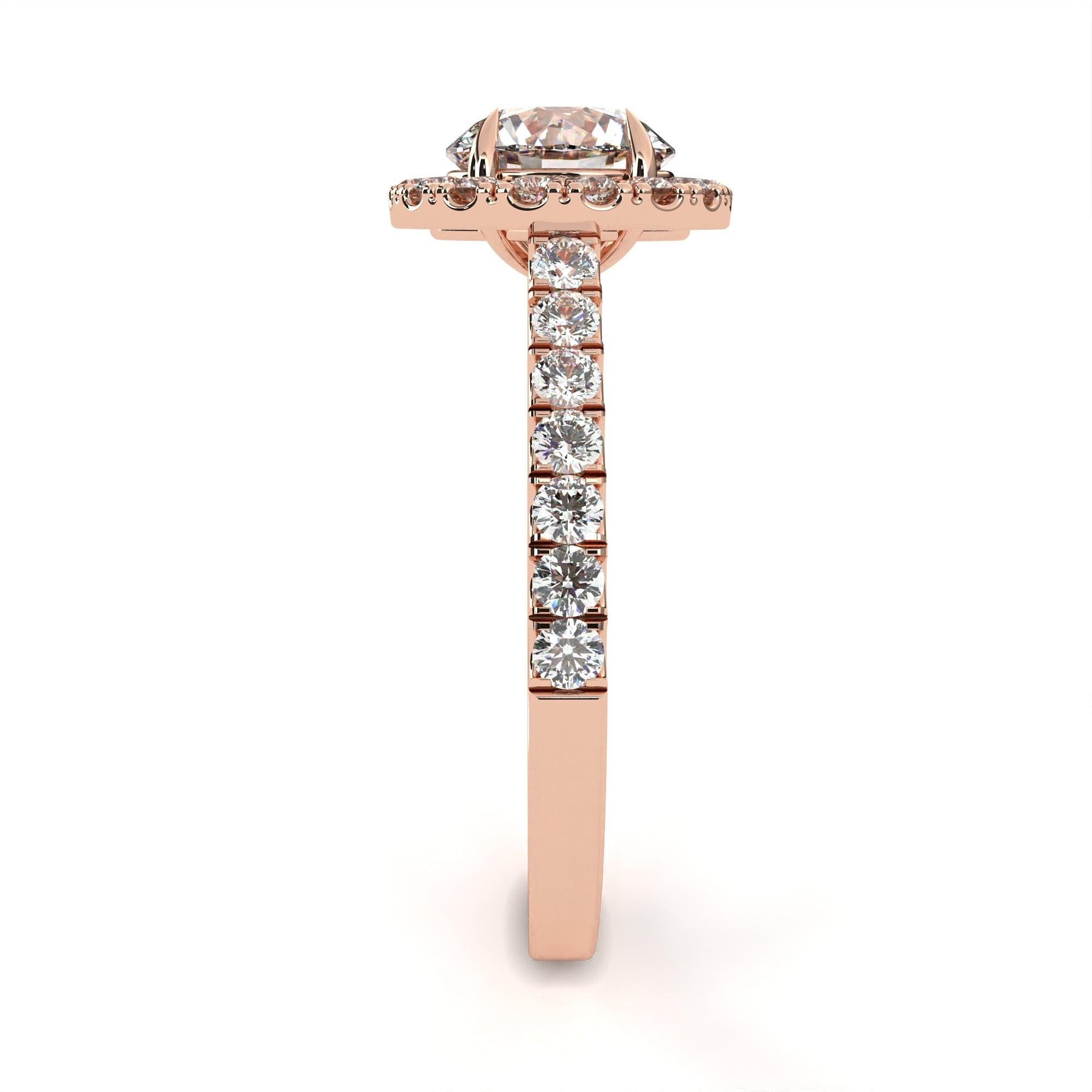 Elegant 1.71 Carat Round Lab Grown Diamond Halo Engagement Ring
