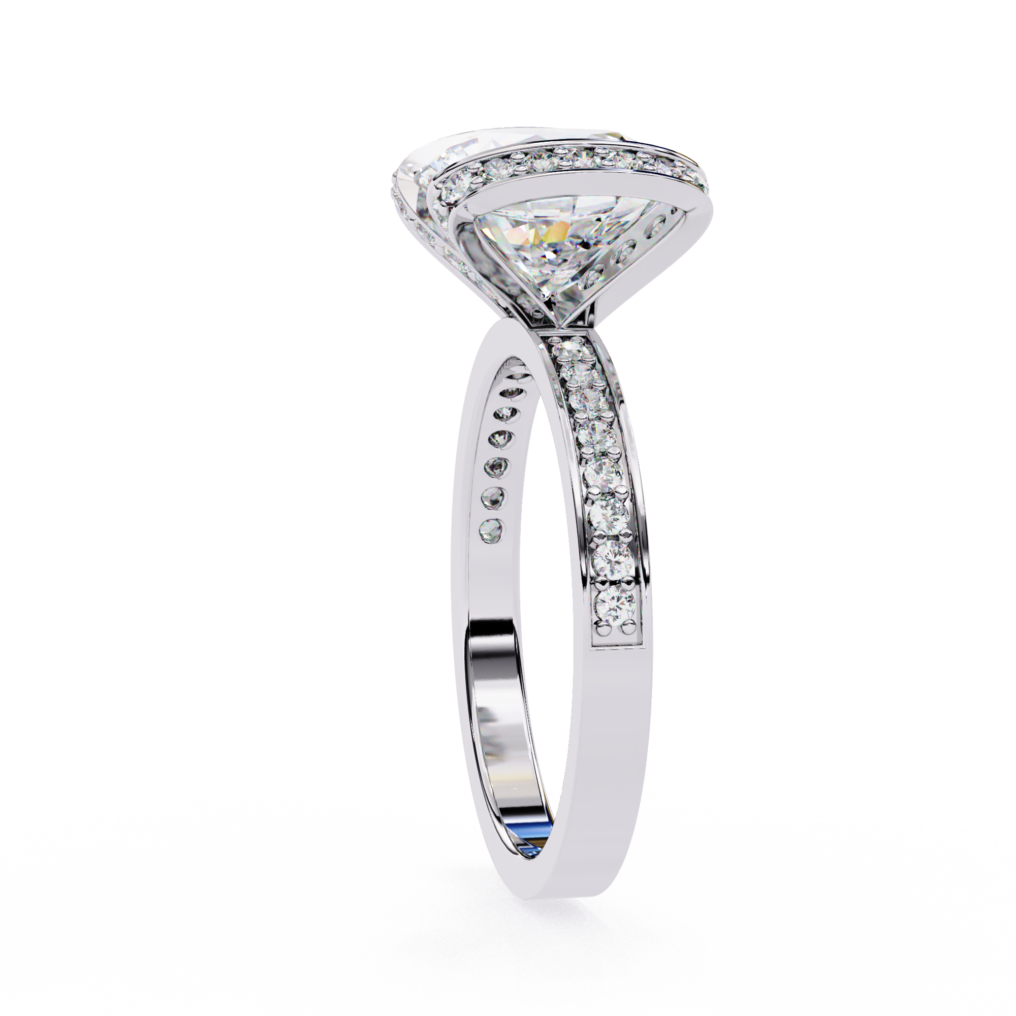 3.3 Carat Round Shape Lab Grown Diamond Halo Engagement Ring