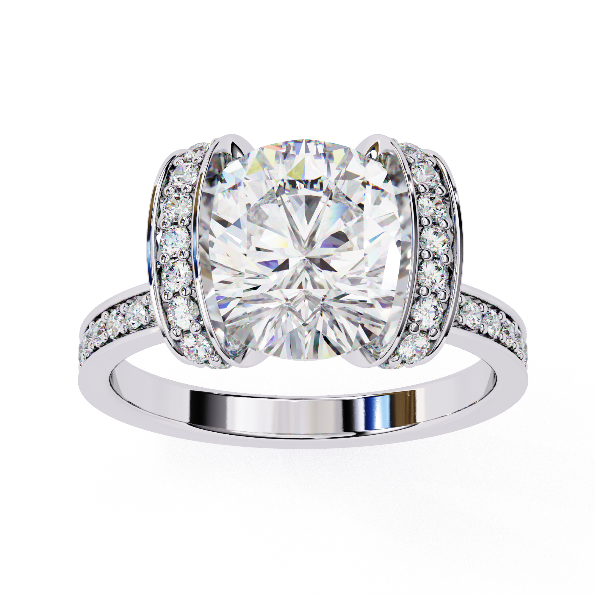 3.3 Carat Round Shape Lab Grown Diamond Halo Engagement Ring