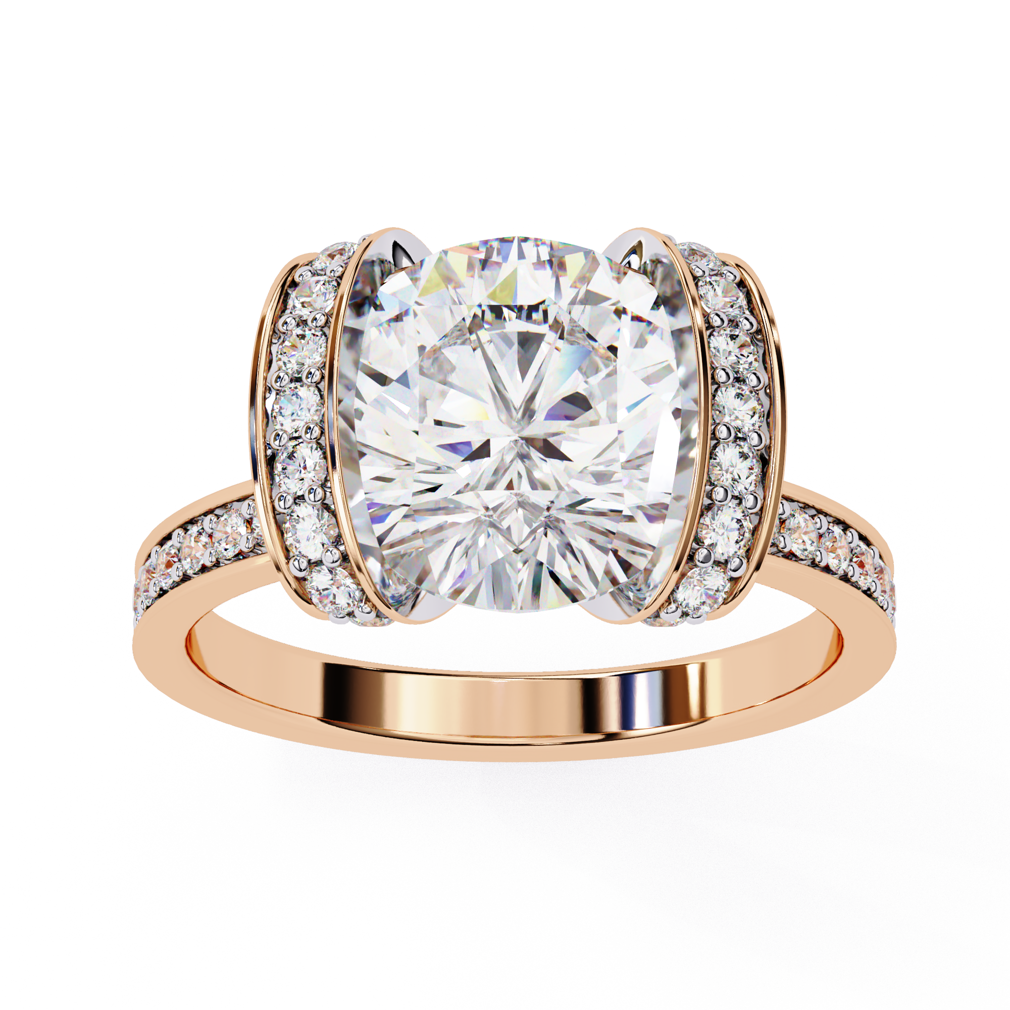 3.3 Carat Round Shape Lab Grown Diamond Halo Engagement Ring