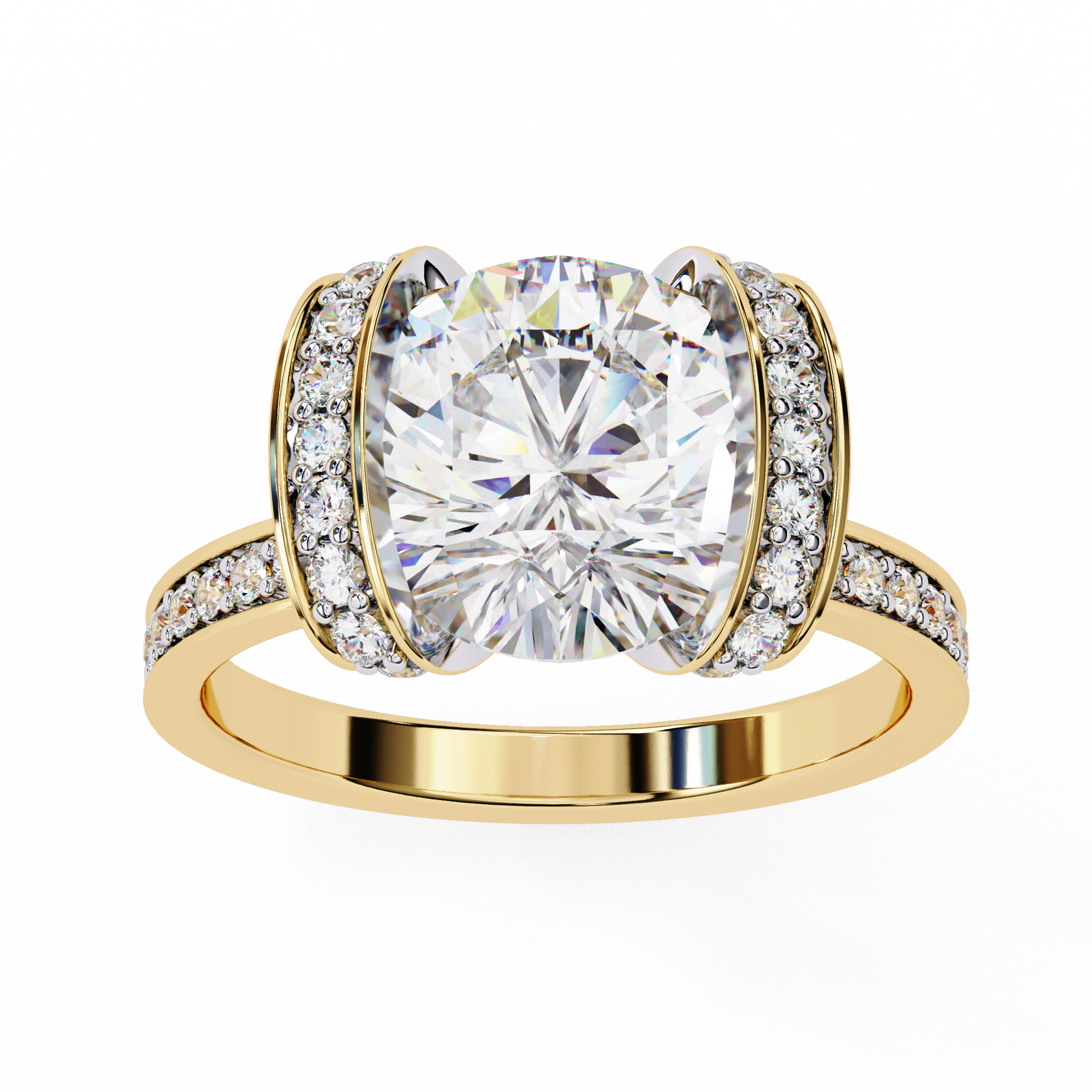 3.3 Carat Round Shape Lab Grown Diamond Halo Engagement Ring