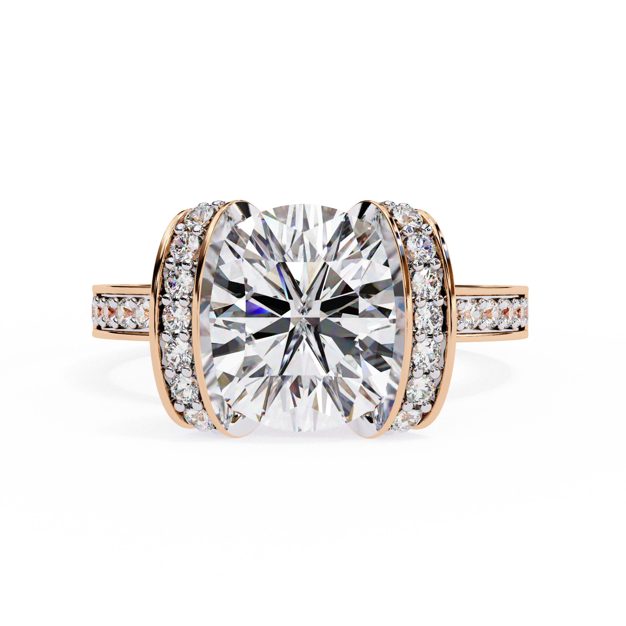 3.3 Carat Round Shape Lab Grown Diamond Halo Engagement Ring