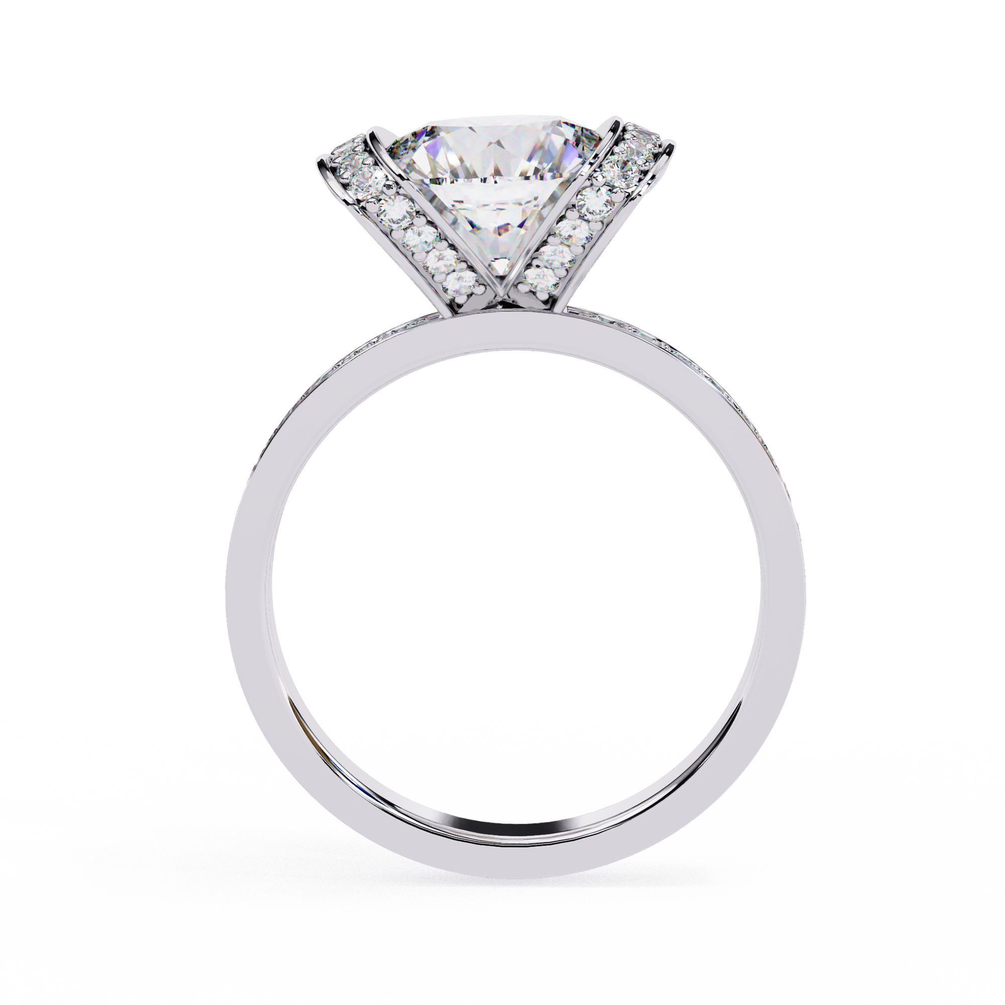 3.3 Carat Round Shape Lab Grown Diamond Halo Engagement Ring