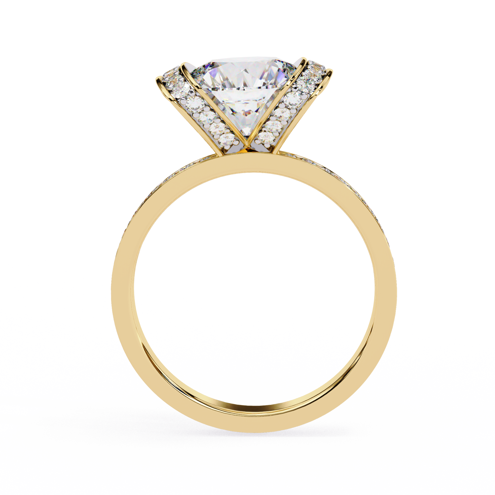 3.3 Carat Round Shape Lab Grown Diamond Halo Engagement Ring
