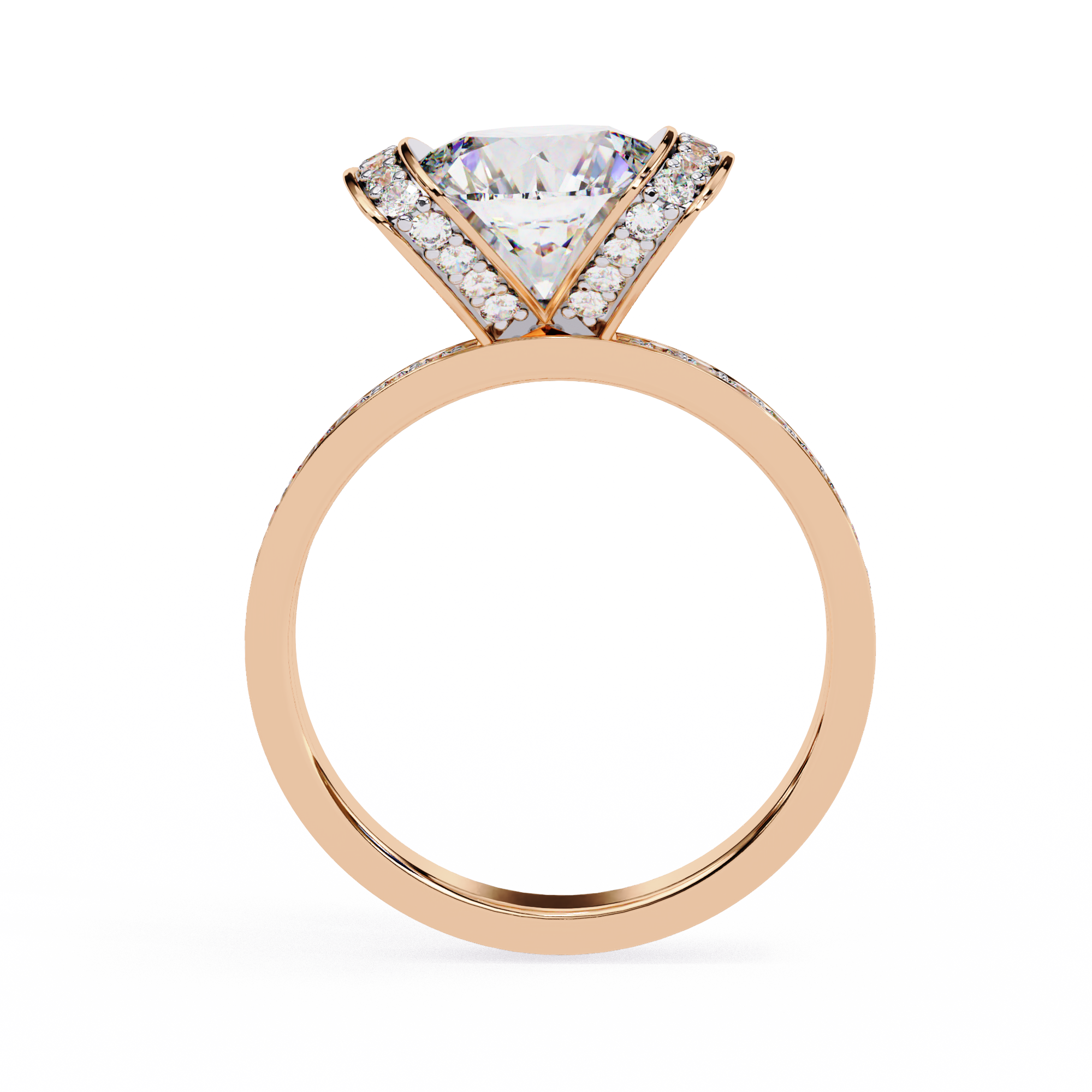 3.3 Carat Round Shape Lab Grown Diamond Halo Engagement Ring