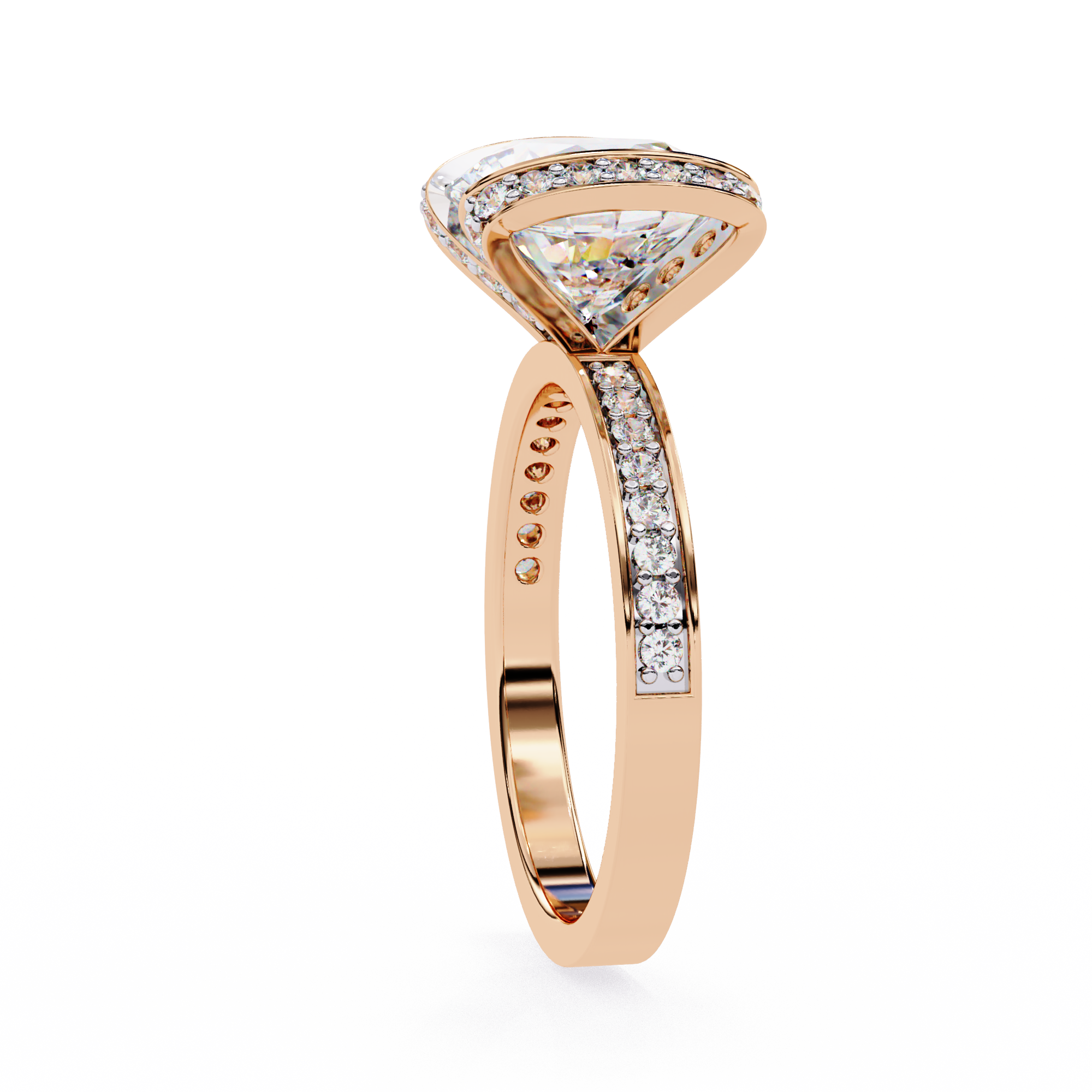 3.3 Carat Round Shape Lab Grown Diamond Halo Engagement Ring