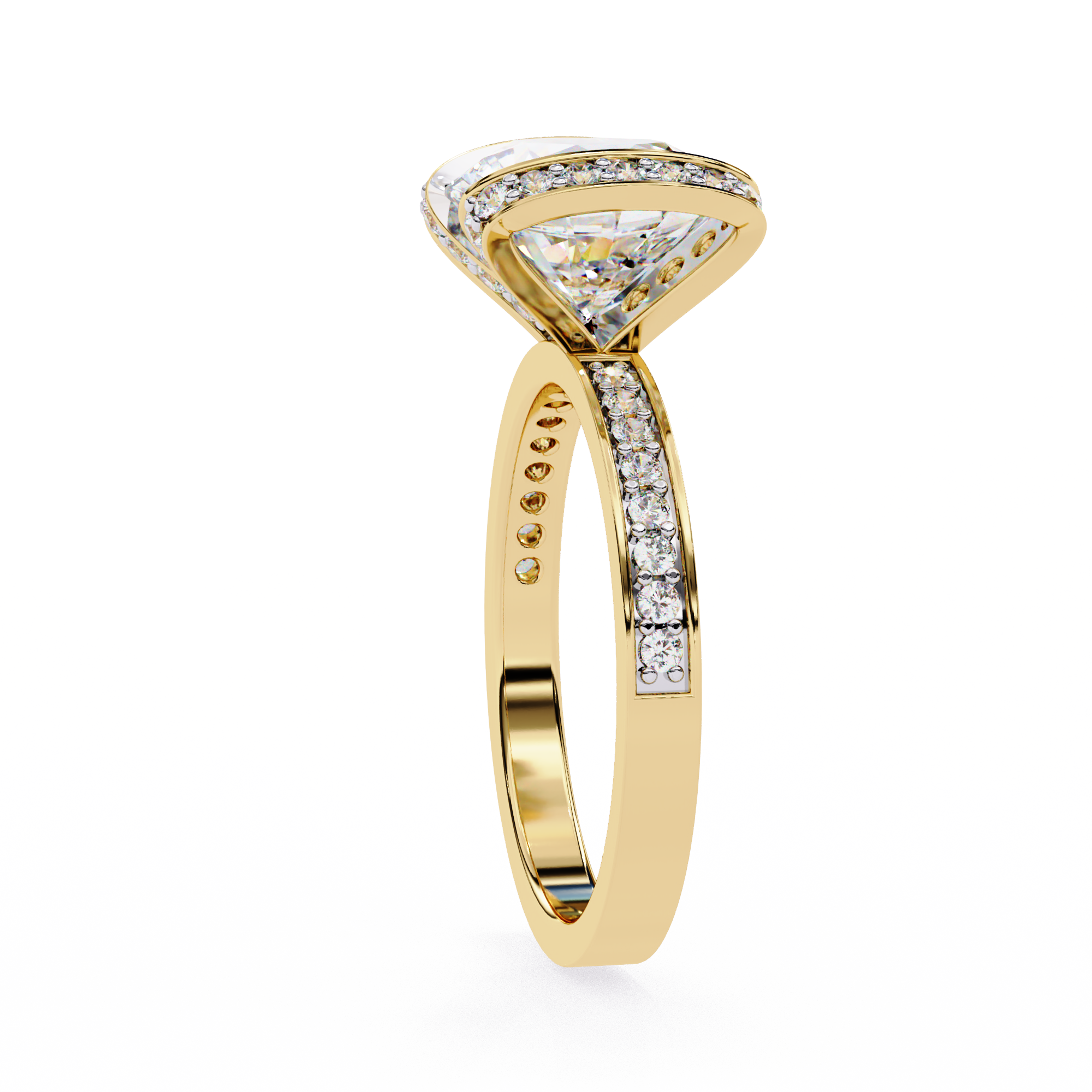 3.3 Carat Round Shape Lab Grown Diamond Halo Engagement Ring