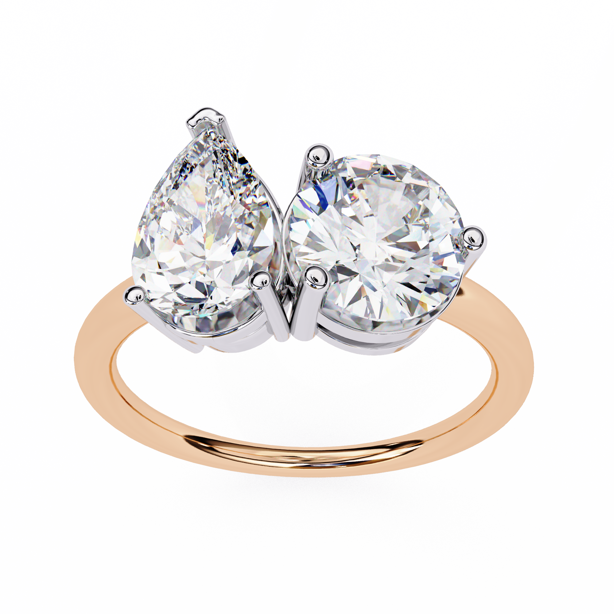 3.8 Carat Pear & Round Cut Lab Grown Diamond Engagement Ring