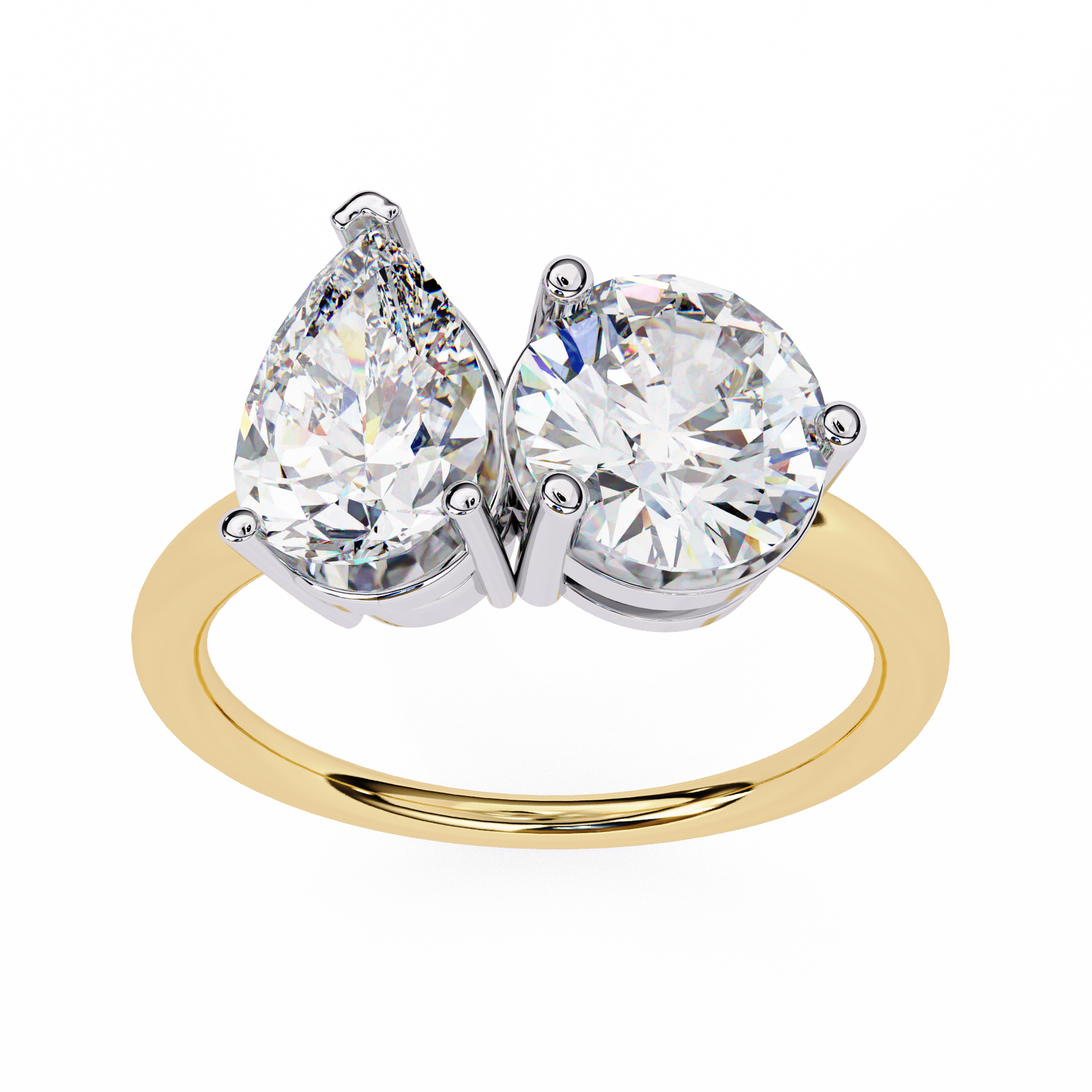 3.8 Carat Pear & Round Cut Lab Grown Diamond Engagement Ring