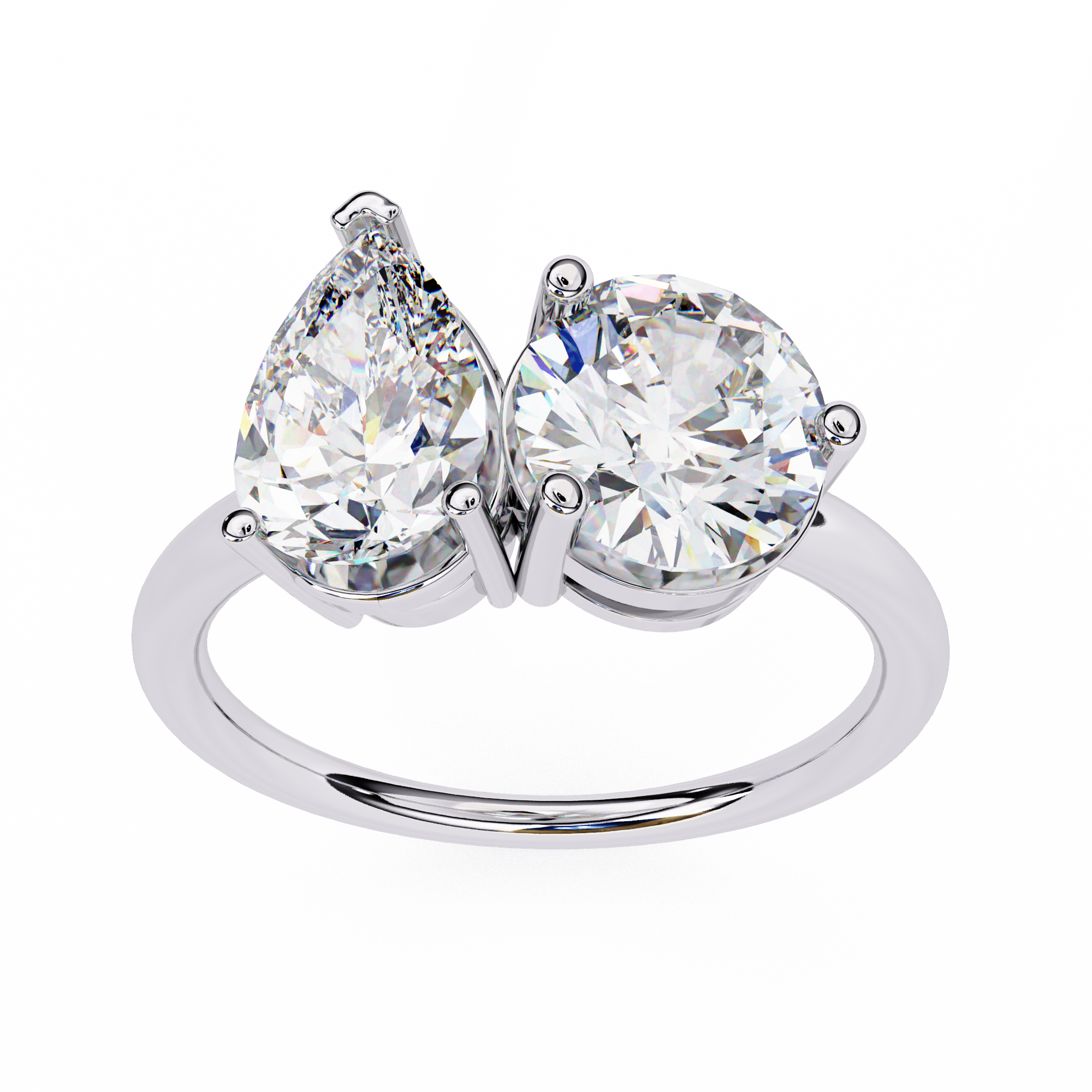 3.8 Carat Pear & Round Cut Lab Grown Diamond Engagement Ring