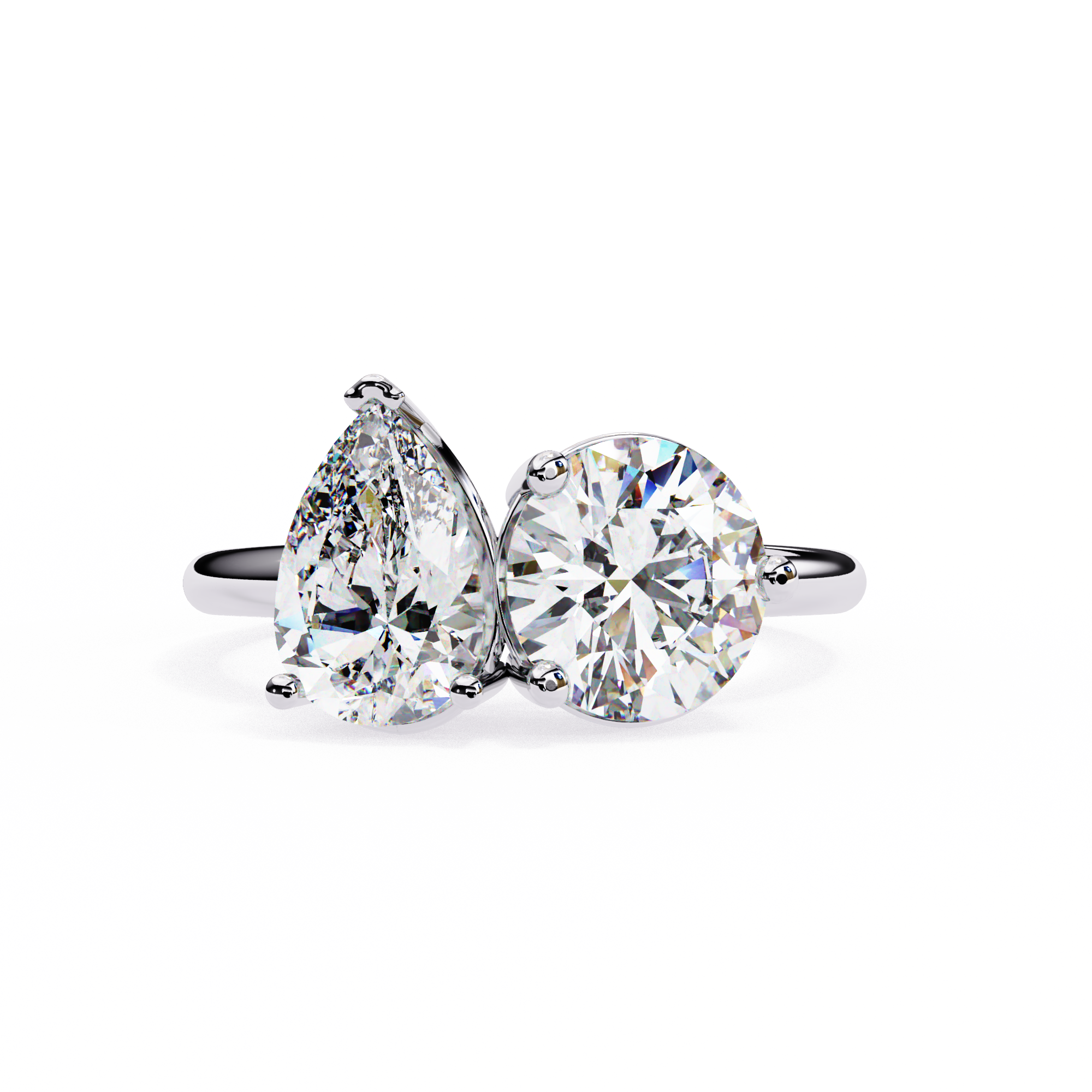 3.8 Carat Pear & Round Cut Lab Grown Diamond Engagement Ring
