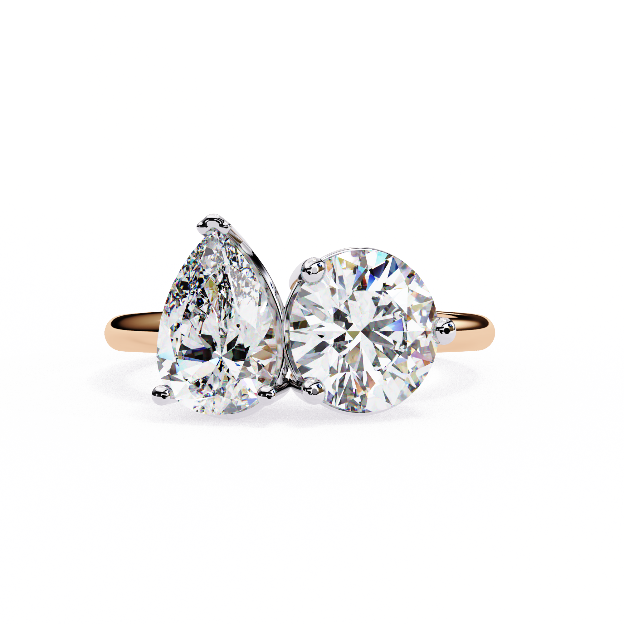 3.8 Carat Pear & Round Cut Lab Grown Diamond Engagement Ring