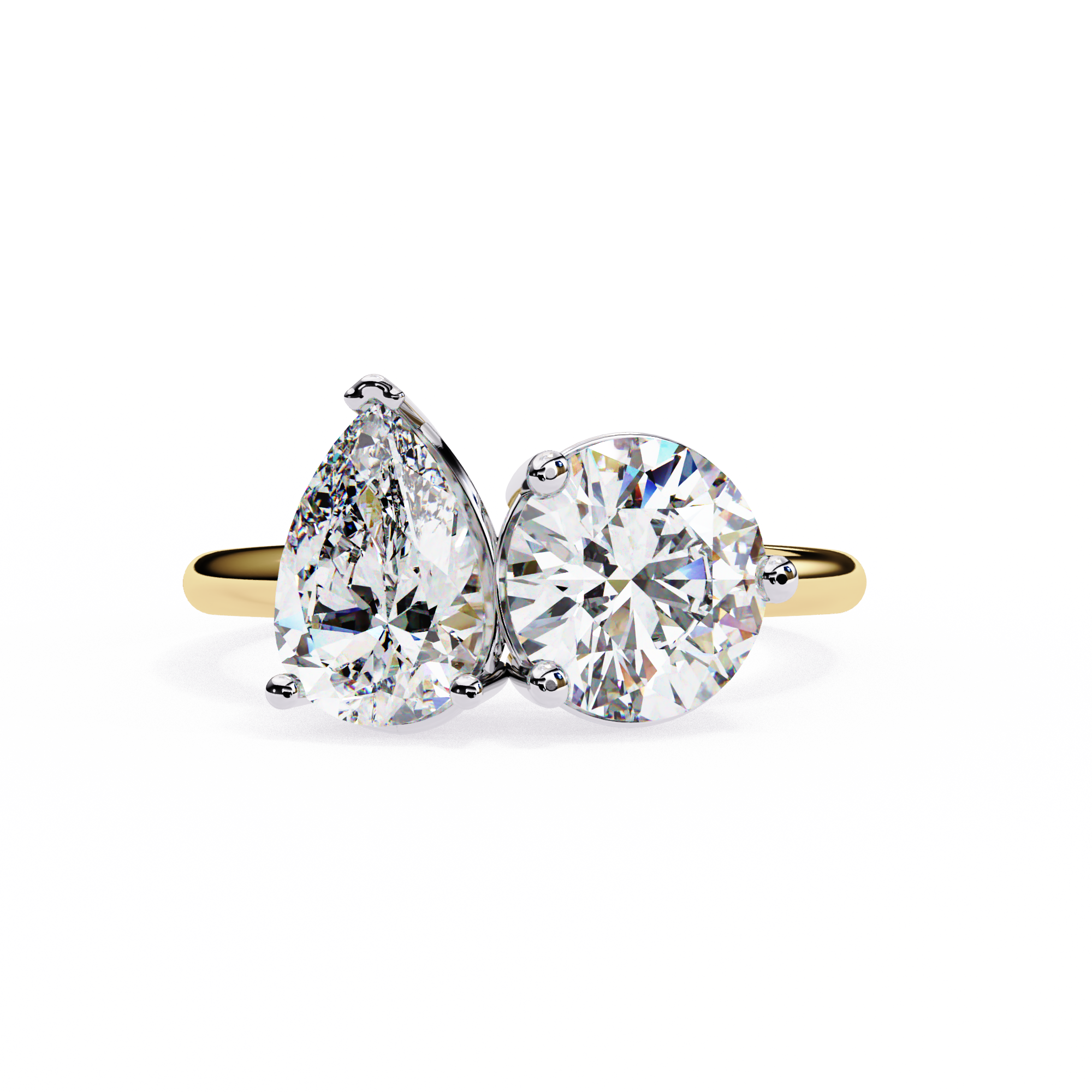 3.8 Carat Pear & Round Cut Lab Grown Diamond Engagement Ring