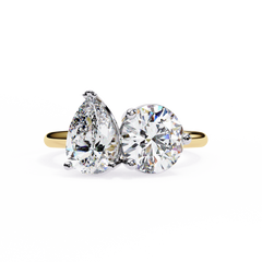 3.8 Carat Pear & Round Cut Lab Grown Diamond Engagement Ring