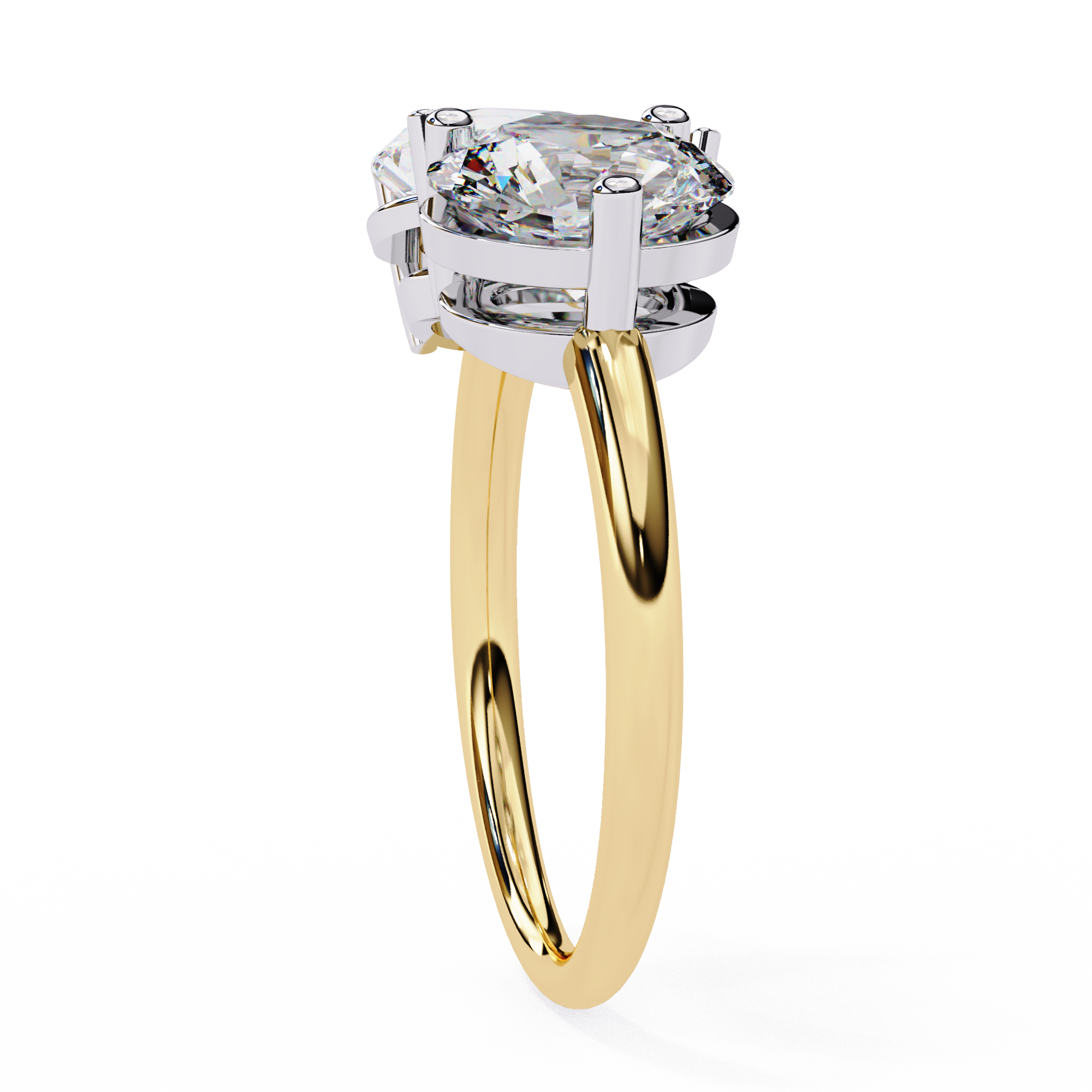 3.8 Carat Pear & Round Cut Lab Grown Diamond Engagement Ring