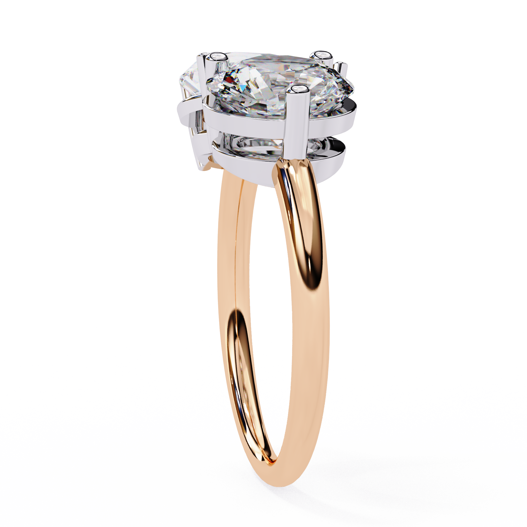 3.8 Carat Pear & Round Cut Lab Grown Diamond Engagement Ring