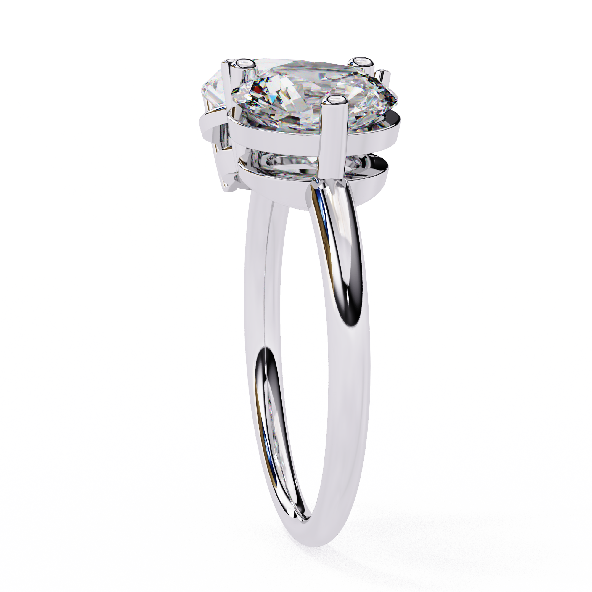 3.8 Carat Pear & Round Cut Lab Grown Diamond Engagement Ring