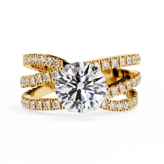 1.63 Carat Round Shape Lab Grown Diamond Crossover Engagement Ring