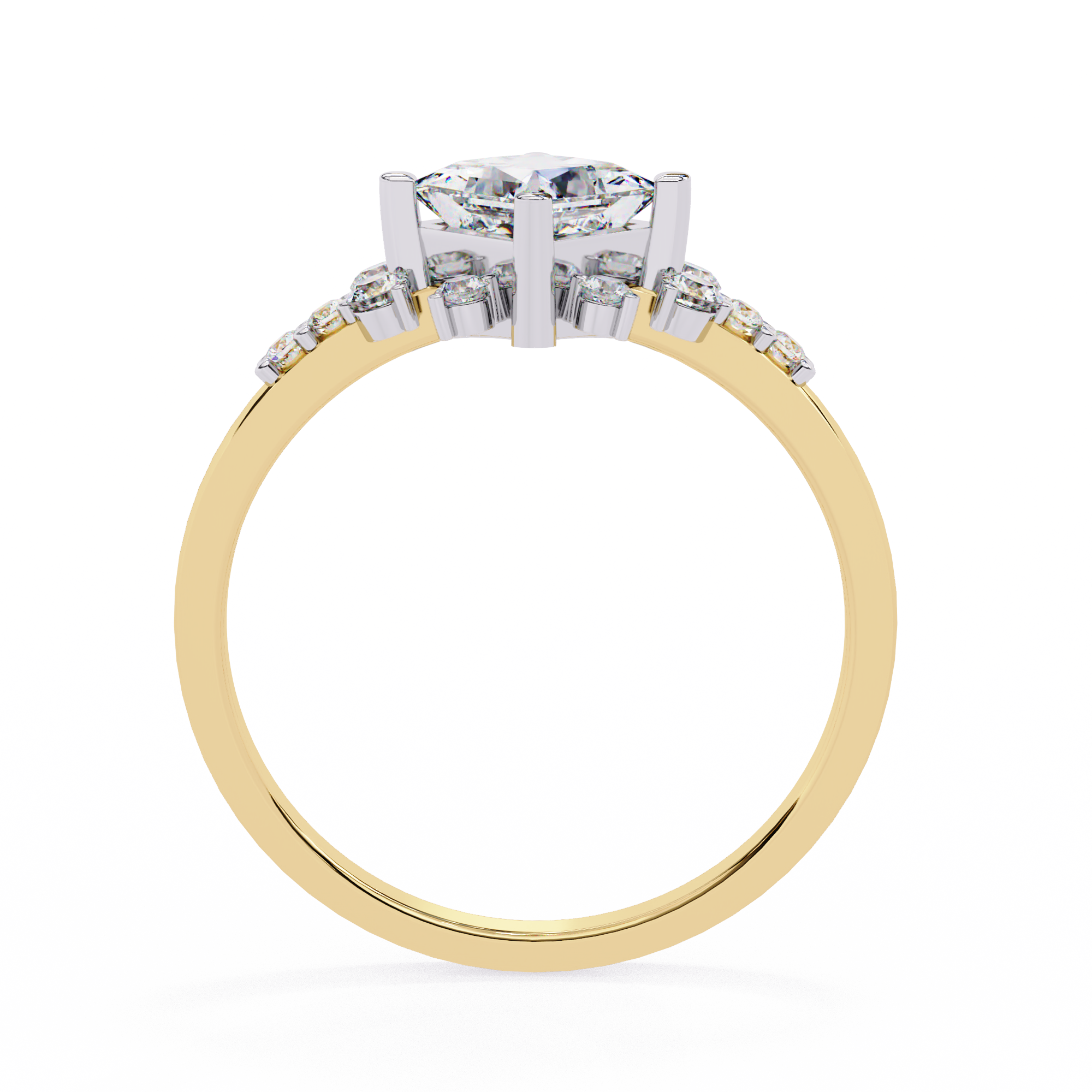 1.01 Carat Princess Cut Lab Grown Diamond Floral Engagement Ring