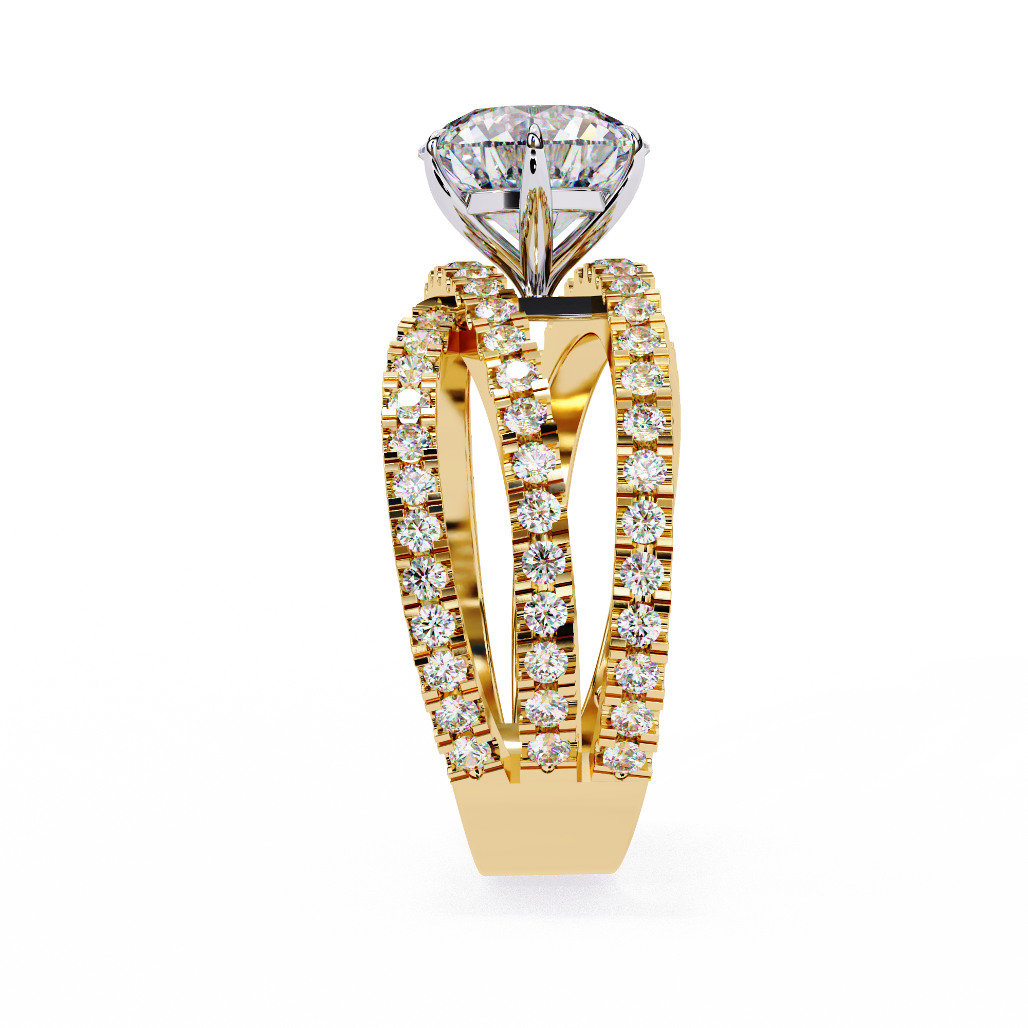 1.63 Carat Round Shape Lab Grown Diamond Crossover Engagement Ring