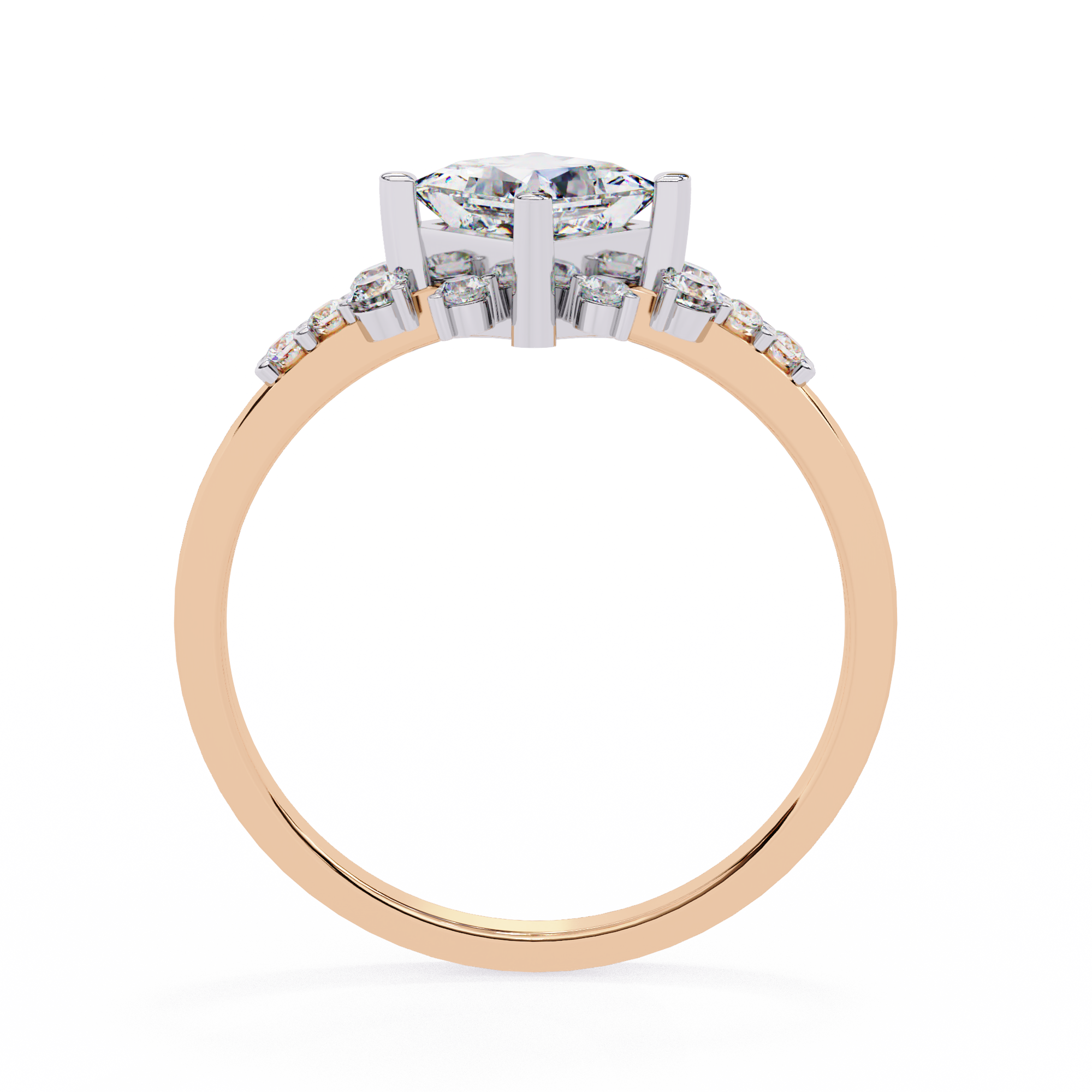 1.01 Carat Princess Cut Lab Grown Diamond Floral Engagement Ring