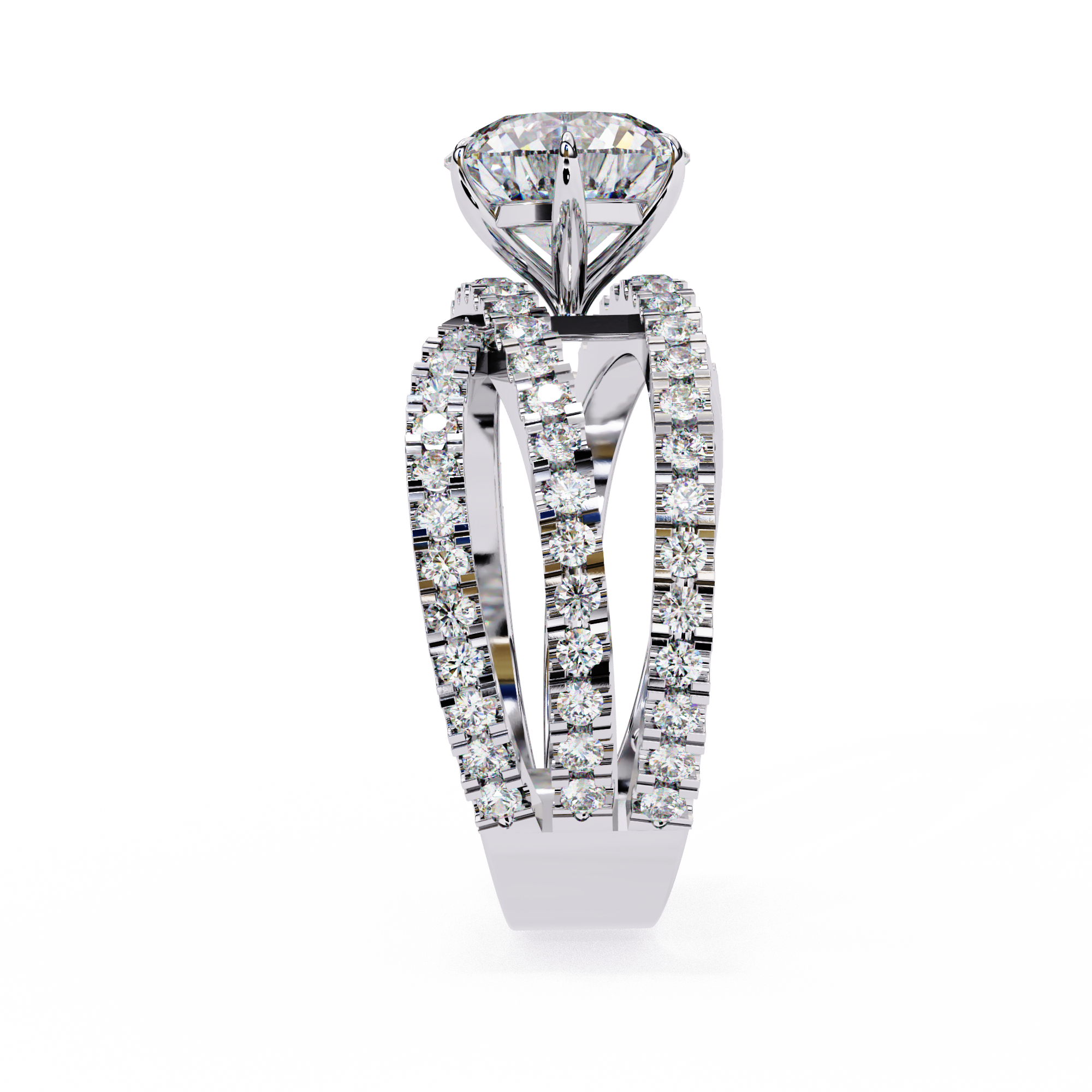 1.63 Carat Round Shape Lab Grown Diamond Crossover Engagement Ring
